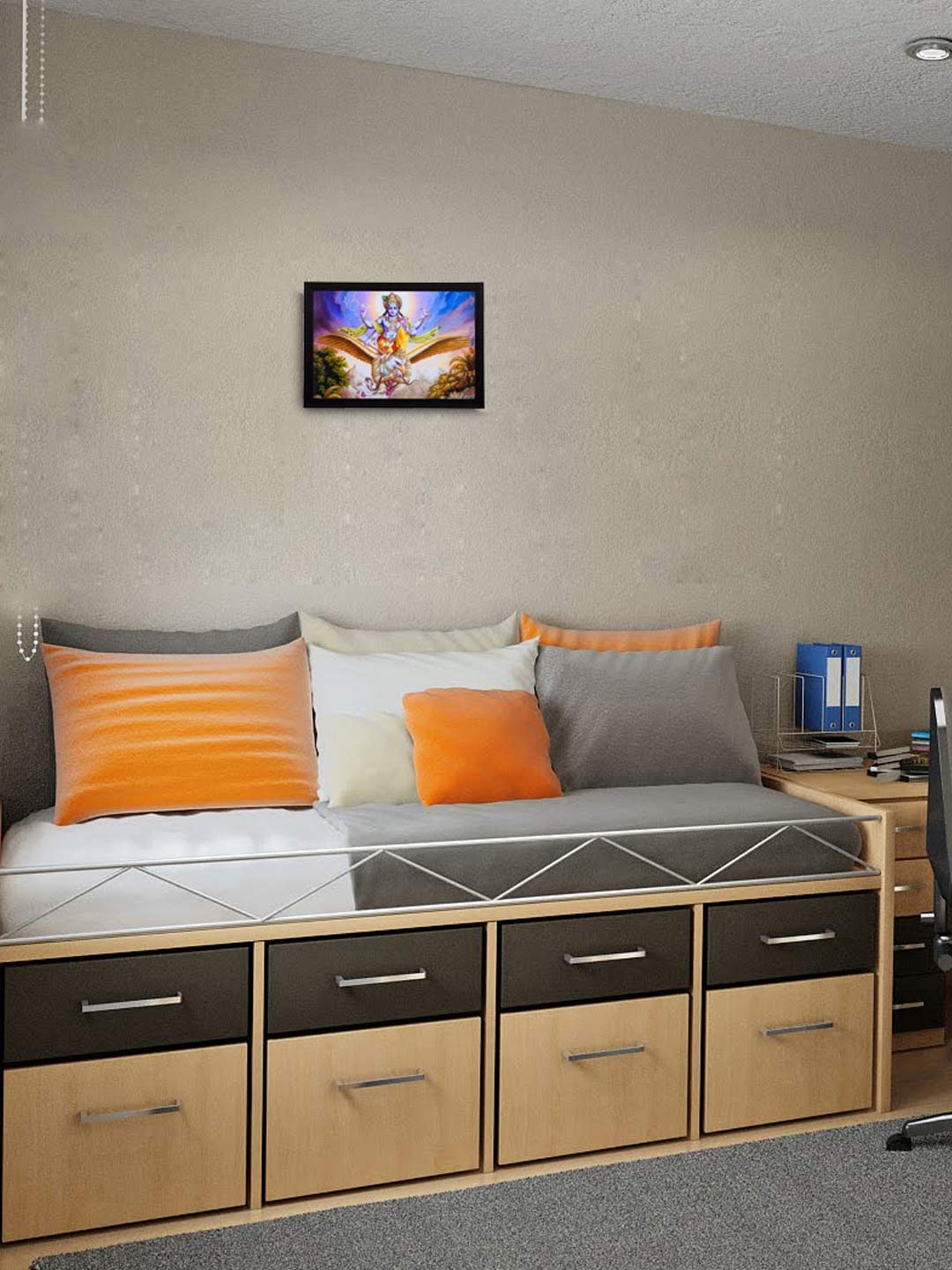 

eCraftIndia Multicoloured Lord Vishnu Satin Matt Textured Framed Artwork, Multi