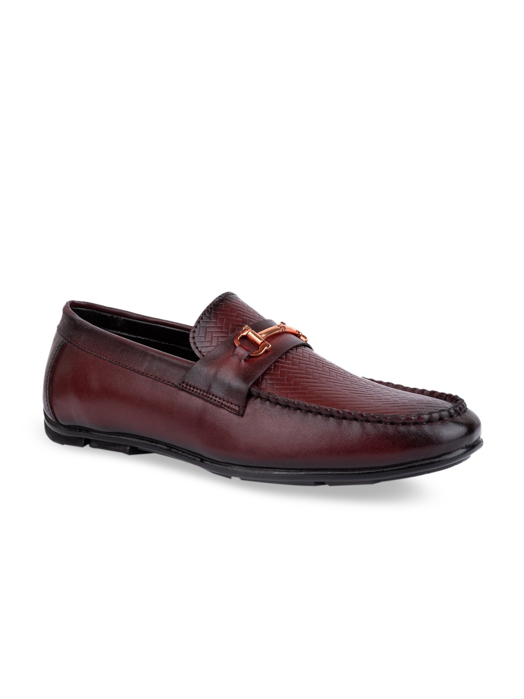 

LA BOTTE Men Burgundy Textured Leather Formal Loafers