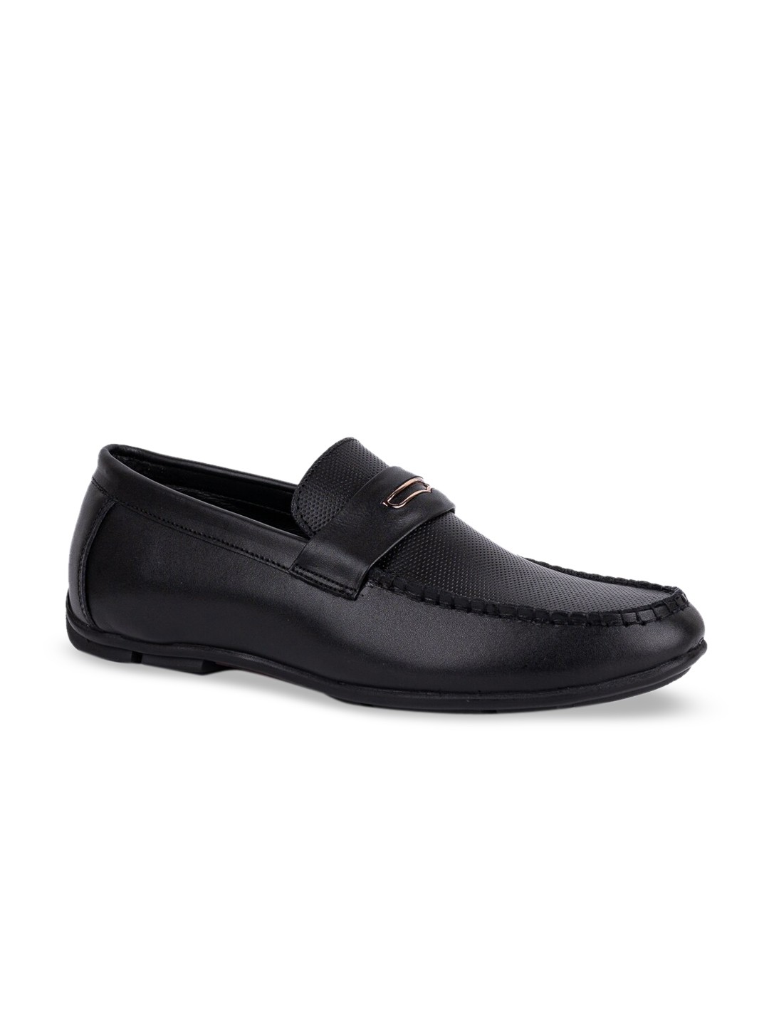 

LA BOTTE Men Black Textured Leather Penny Loafers