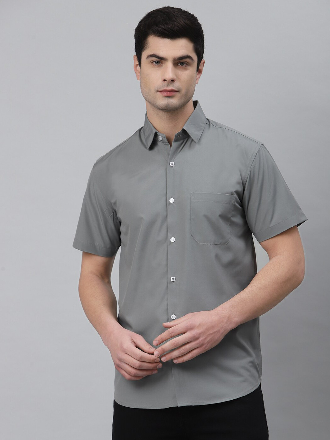 

NEUDIS Men Grey Classic Regular Fit Casual Shirt