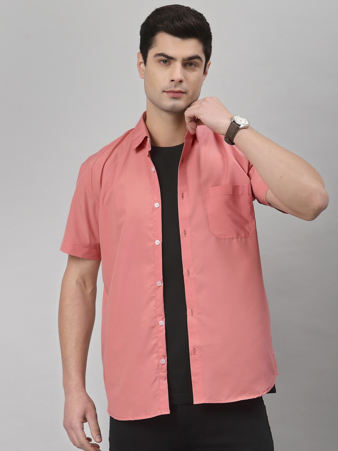 

NEUDIS Men Pink Classic Regular Fit Casual Shirt