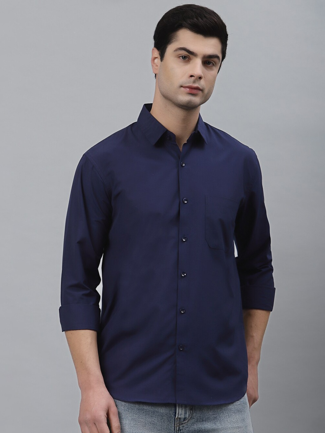 

NEUDIS Men Navy Blue Classic Casual Shirt