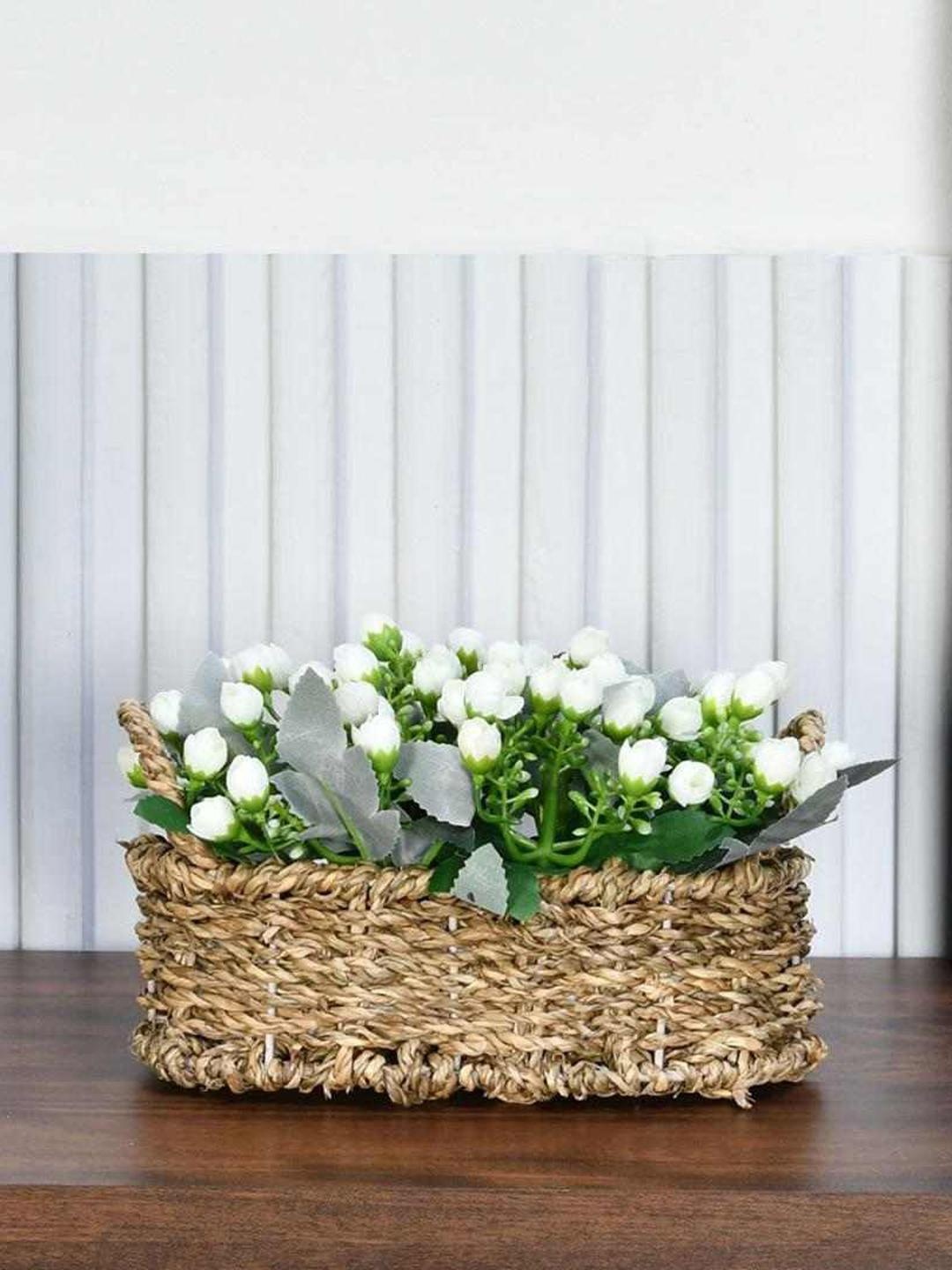 

Athome by Nilkamal White Basket Rose Potted Plant