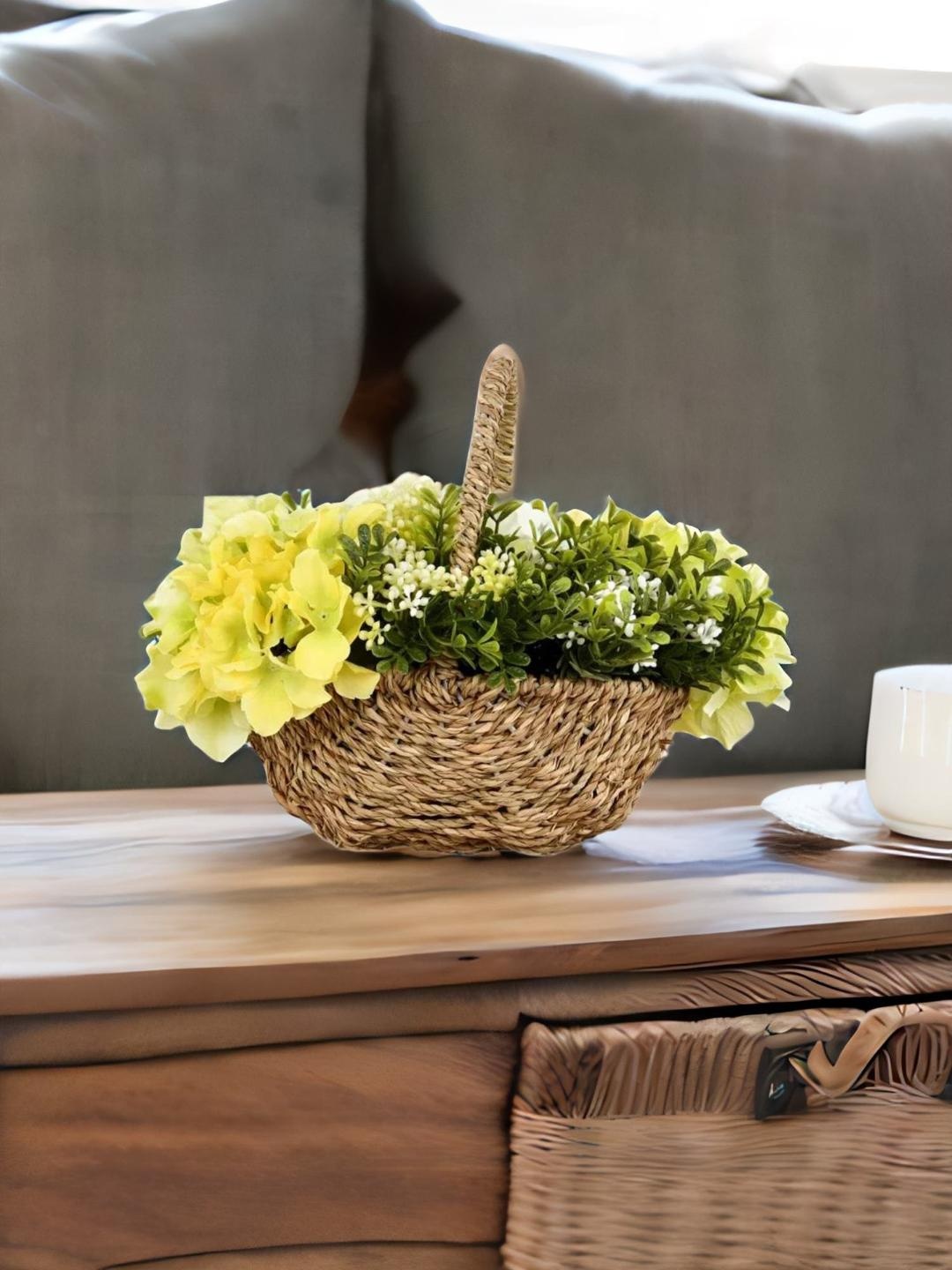 

Athome by Nilkamal Yellow & Green Hydrangea Basket