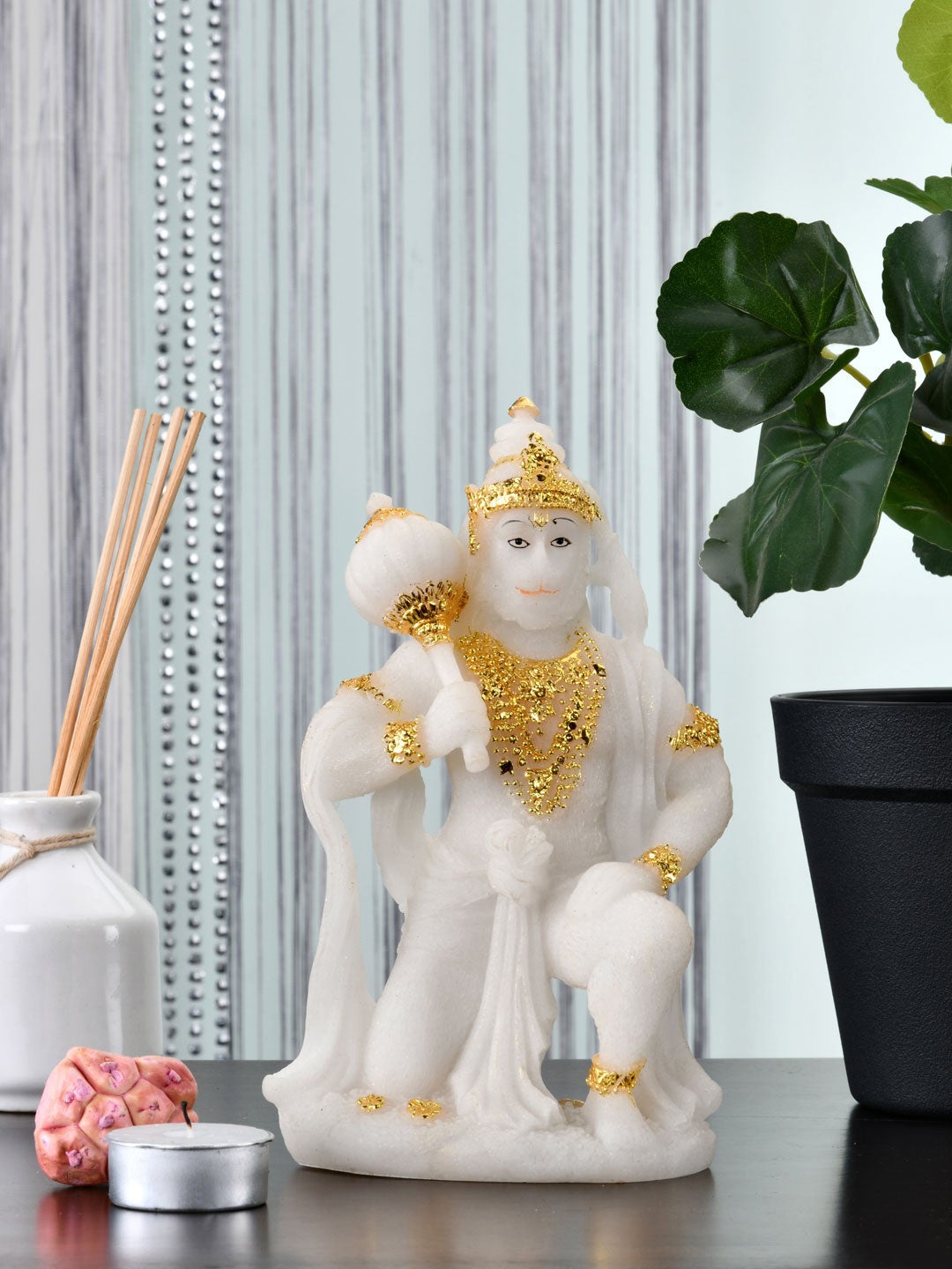 

Athome by Nilkamal White & Gold Lord Hanuman Idol Showpiece