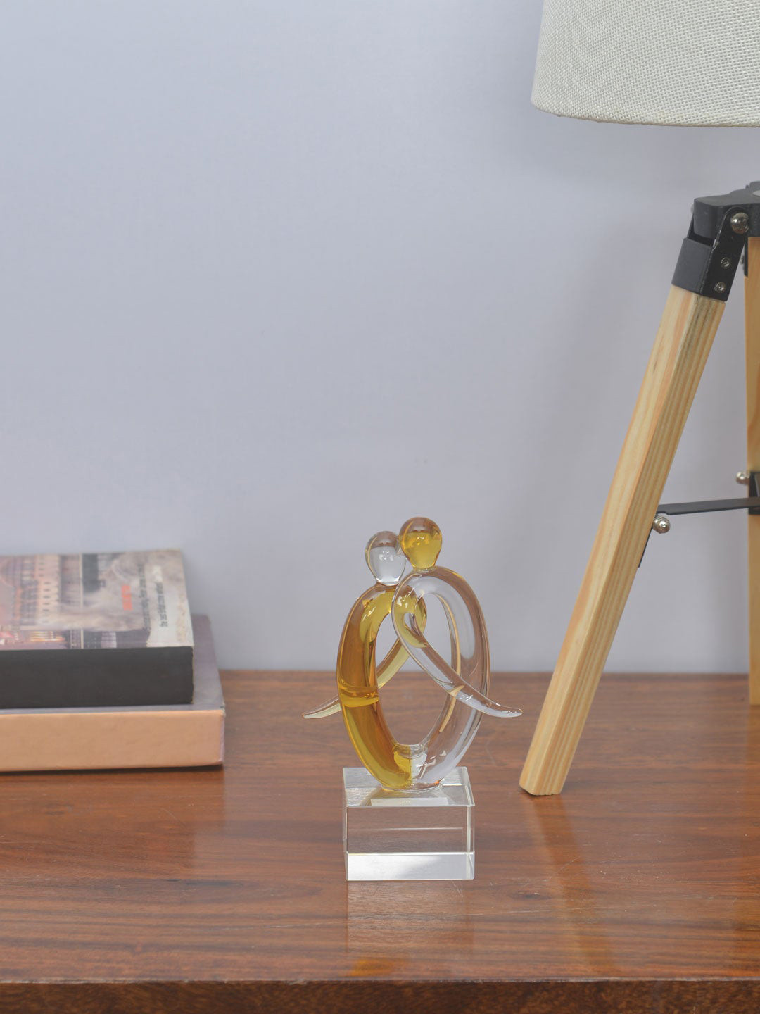 

Athome by Nilkamal Mustard Glass Couple Showpiece