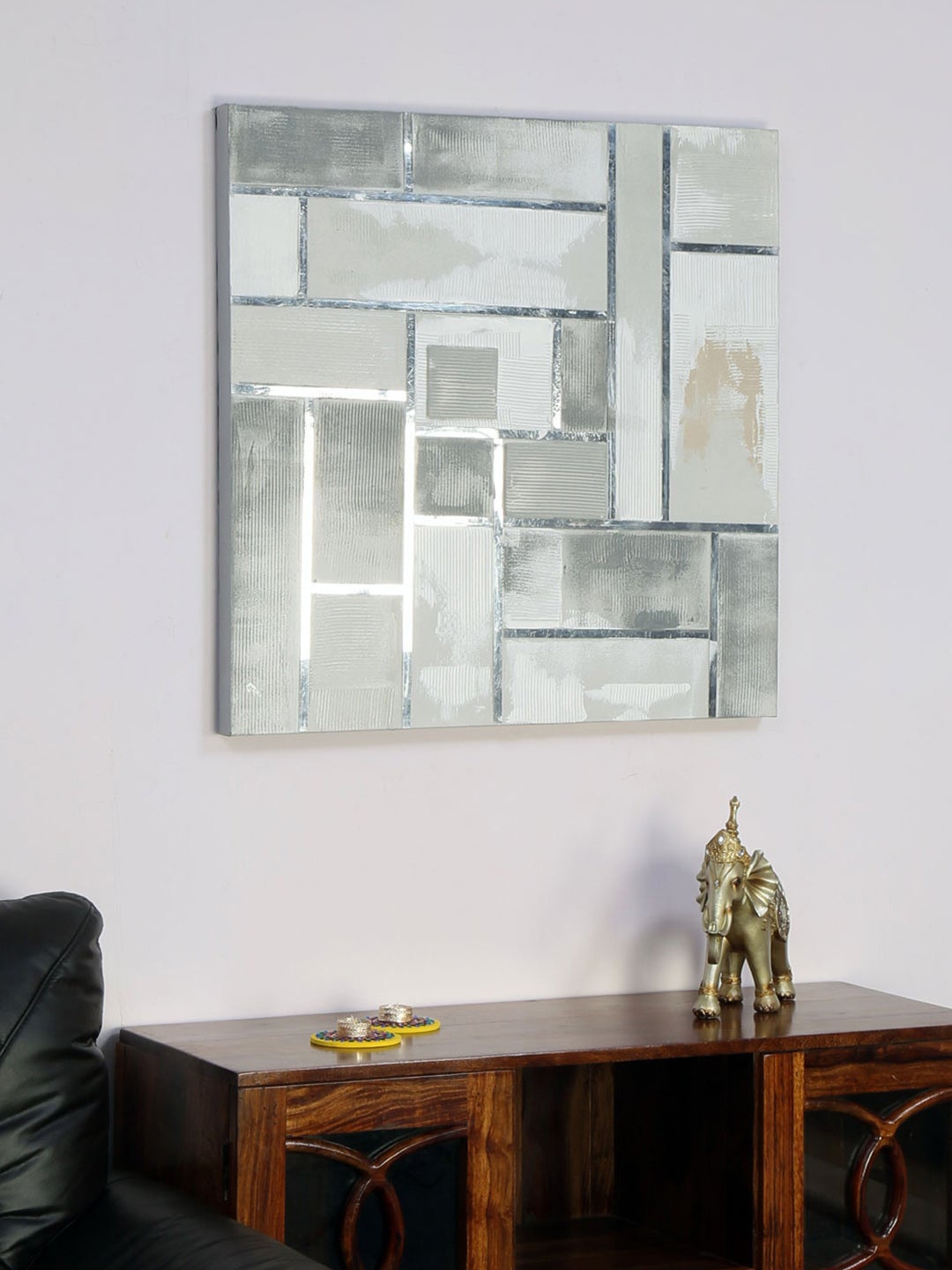 

Athome by Nilkamal Silver & Grey Abstract Wall Art