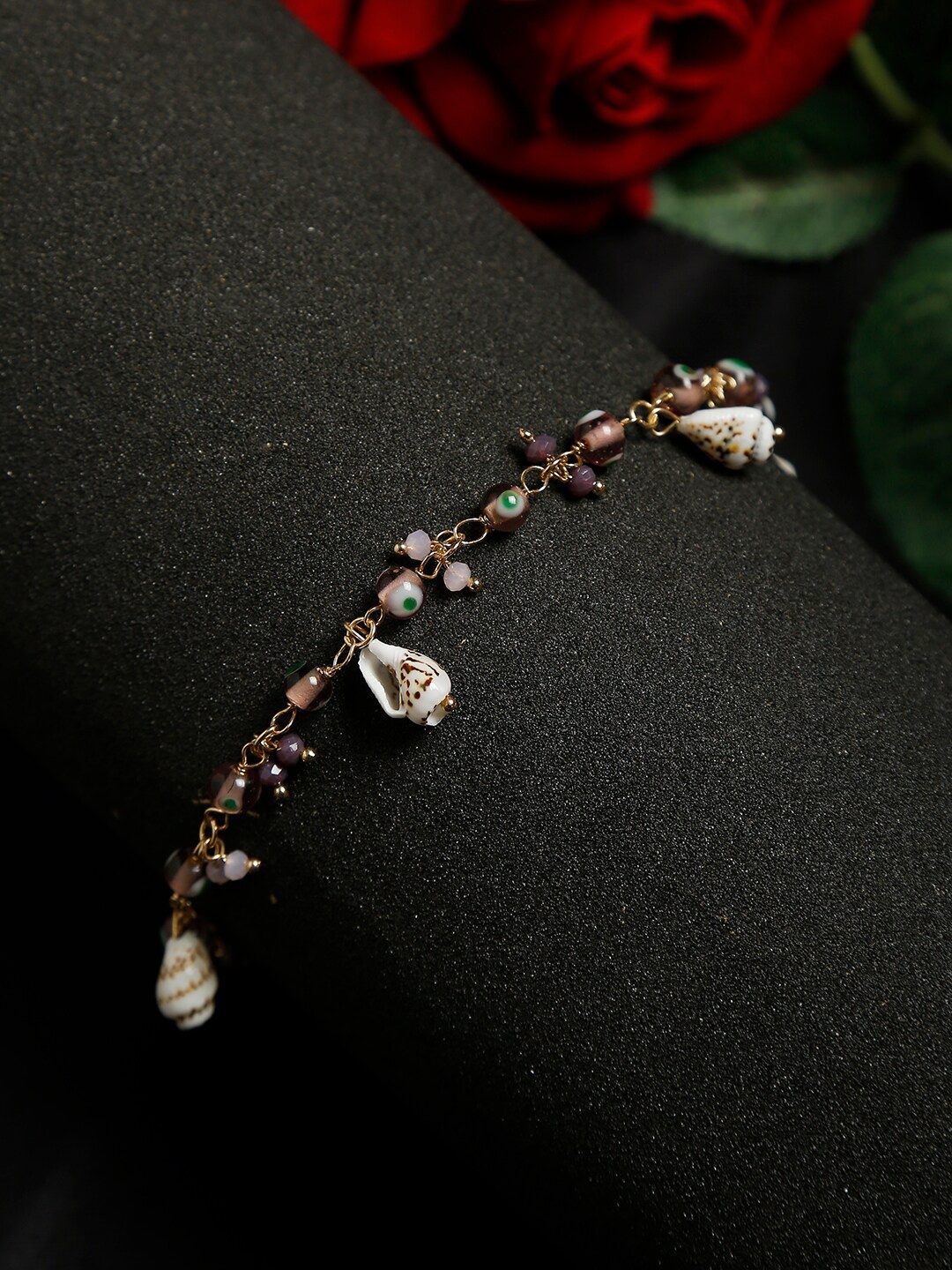

Madame Rose Gold-Plated Brown Quartz Studded Handmade Anklet