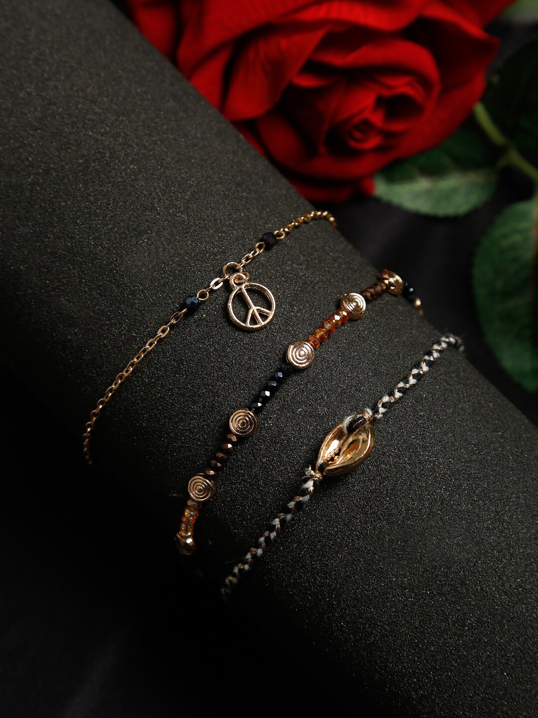 

Madame Pack of 3 Rose Gold-Plated Assorted Beaded Anklets
