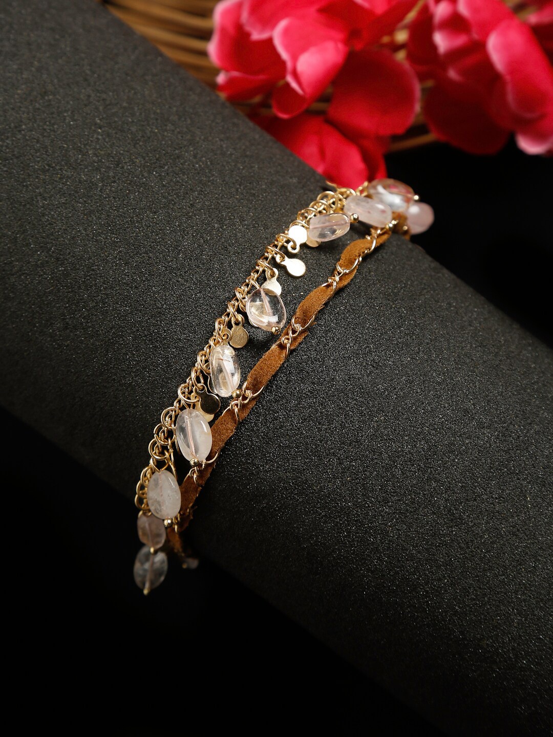 

Madame Rose Gold-Plated Suede Charm Anklet