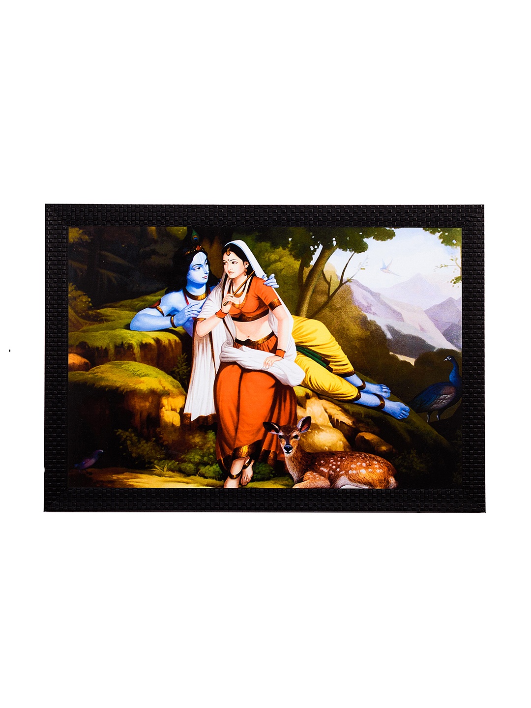 

eCraftIndia Multicoloured Satin Matte Texture Framed Radha Krishna UV Wall Painting, Multi