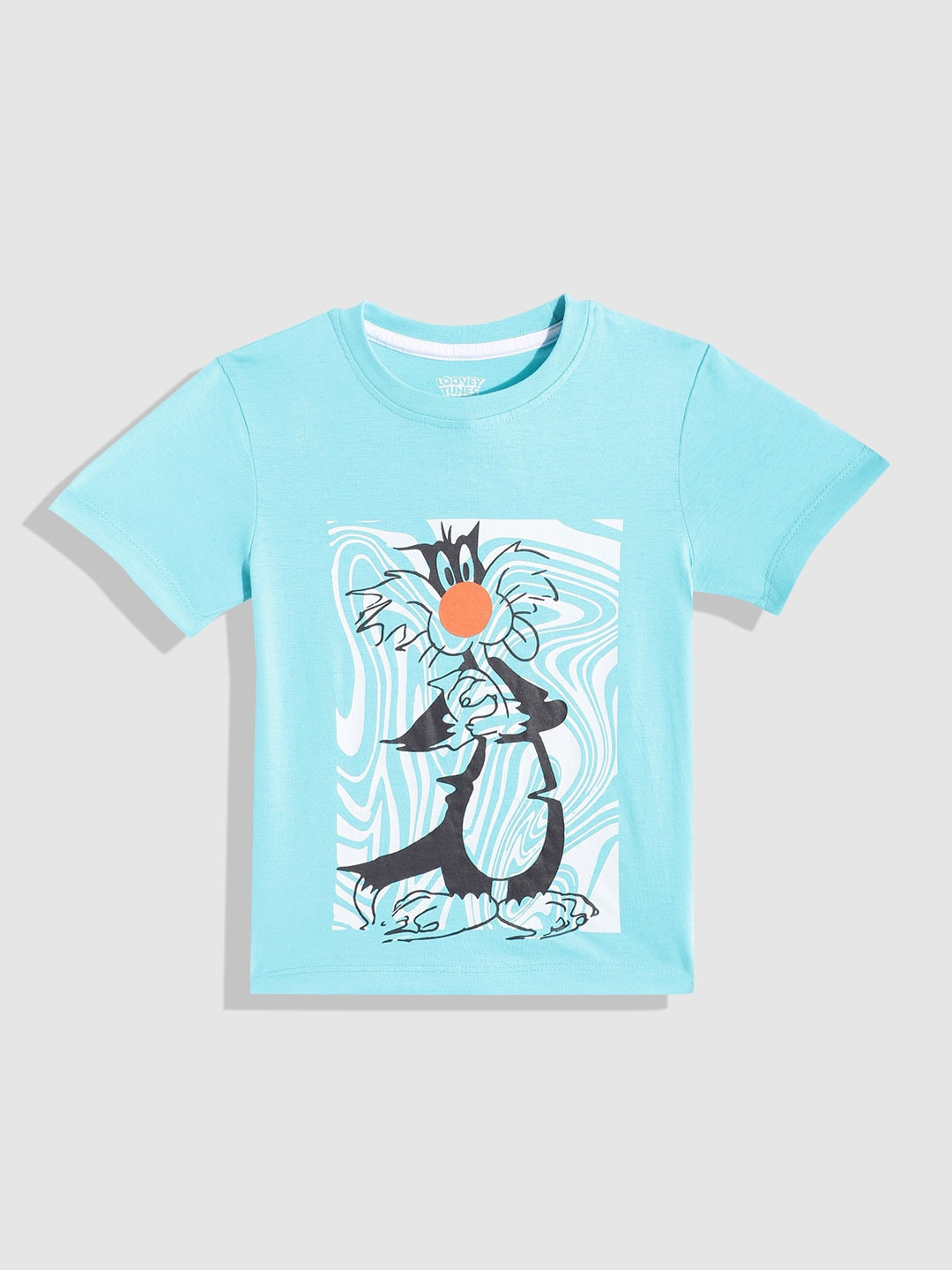 

YK Warner Bros Boys Looney Tunes Printed Pure Cotton T-shirt, Blue