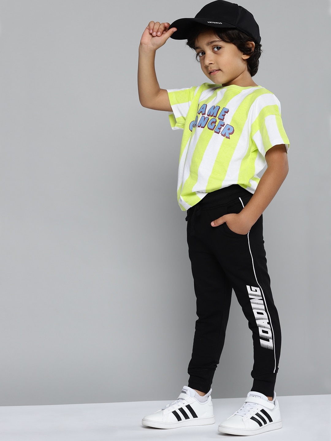 

YK Boys Black & White Cotton Joggers
