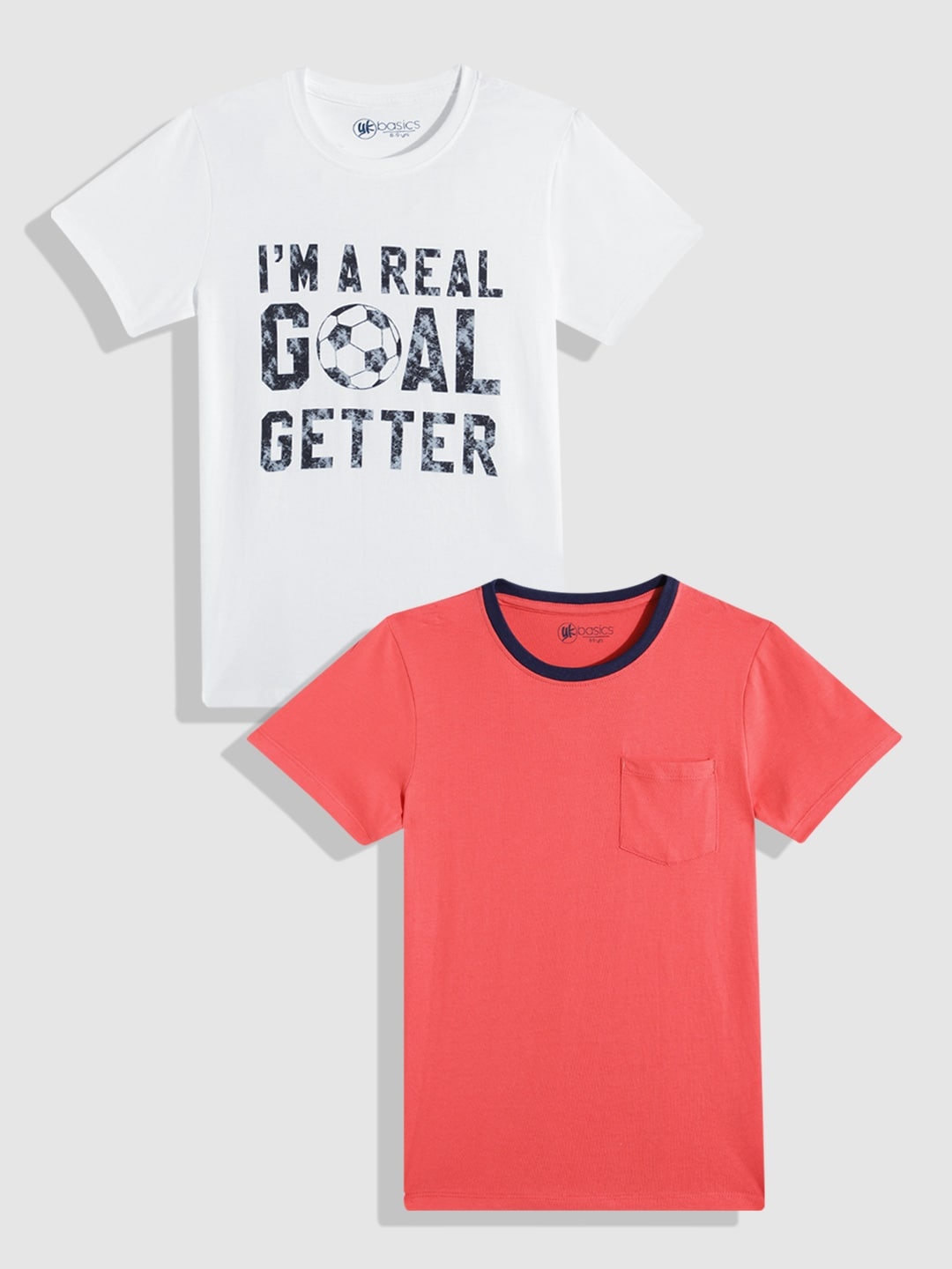 

YK Basics Boys Pack Of 2 Pure Cotton T-Shirts, Peach