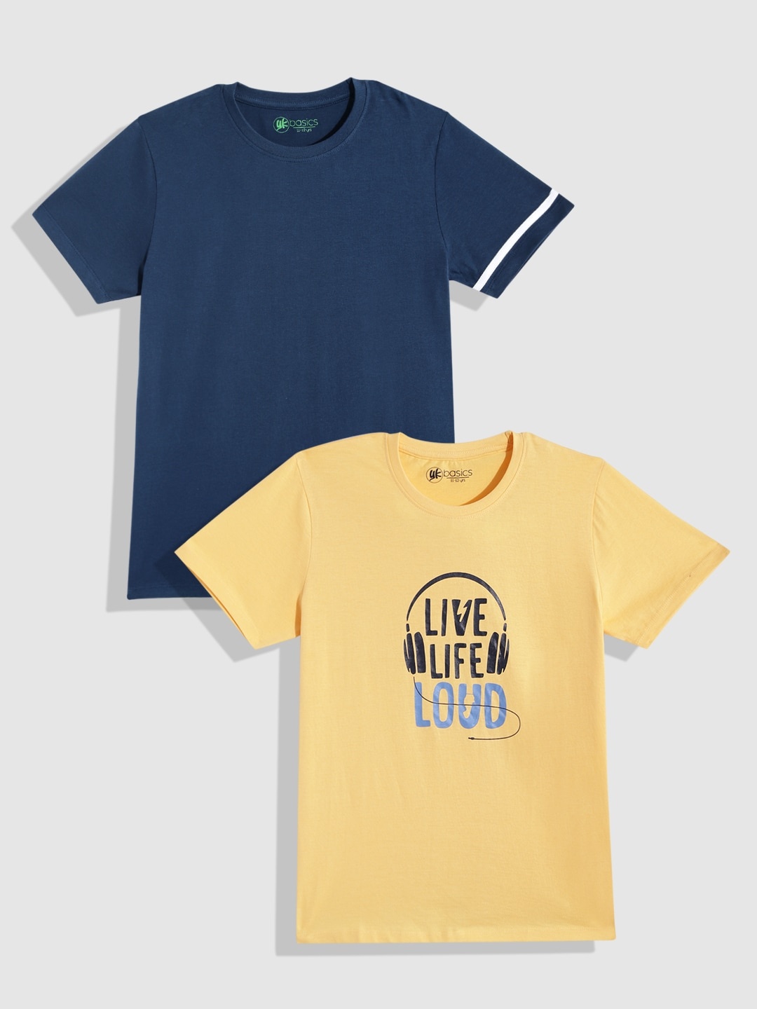 

YK Basics Boys Pack of 2 Pure Cotton T-shirt, Yellow
