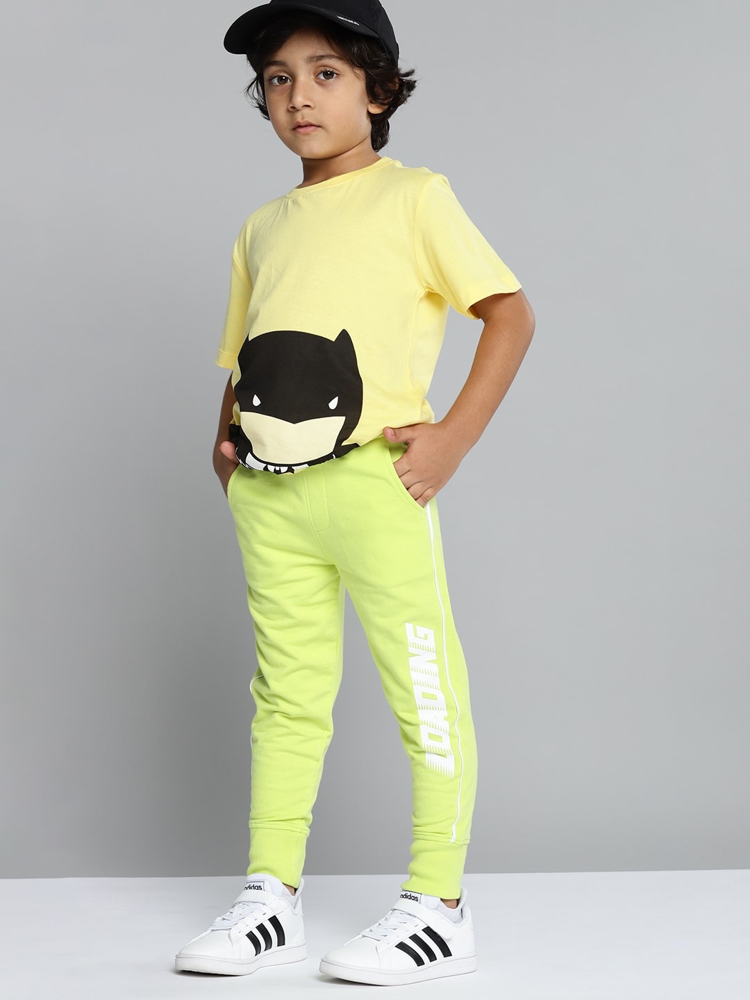 

YK Boys Fluorescent Green & White Cotton Joggers
