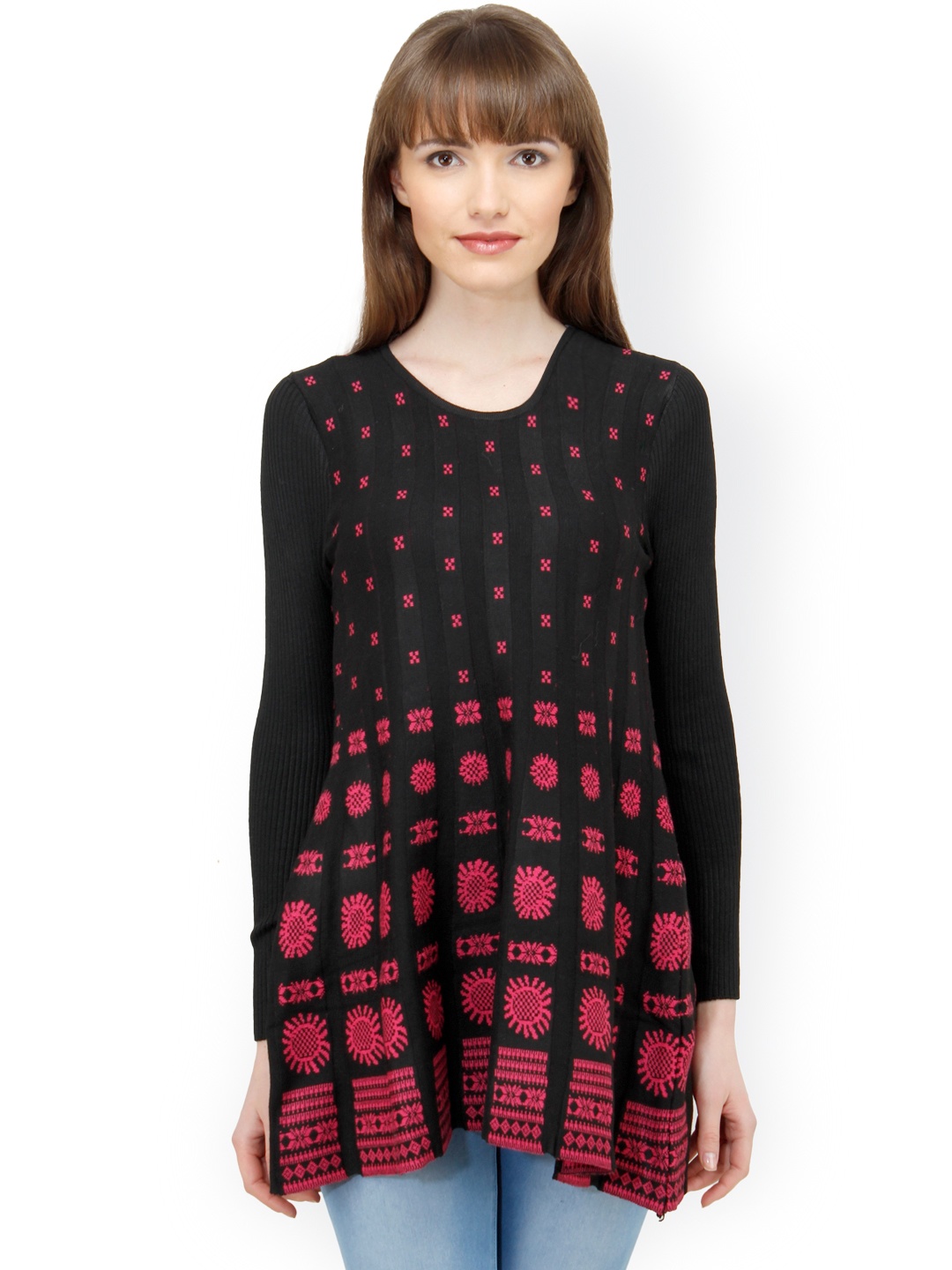 

Camey Women Black & Red Longline Top