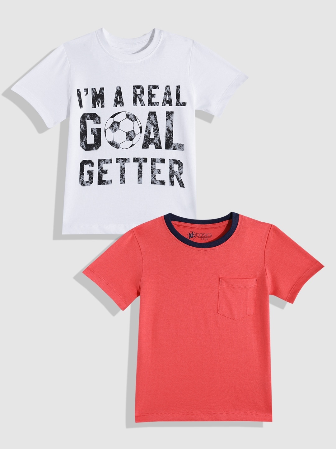 

YK Basics Boys Pack of 2 Pure Cotton T-shirts, White