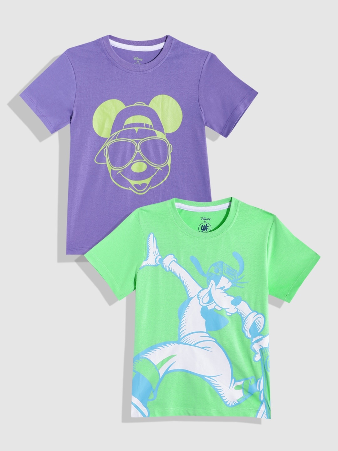 

YK Disney Boys Pack of 2 Printed Pure Cotton T-Shirt, Purple