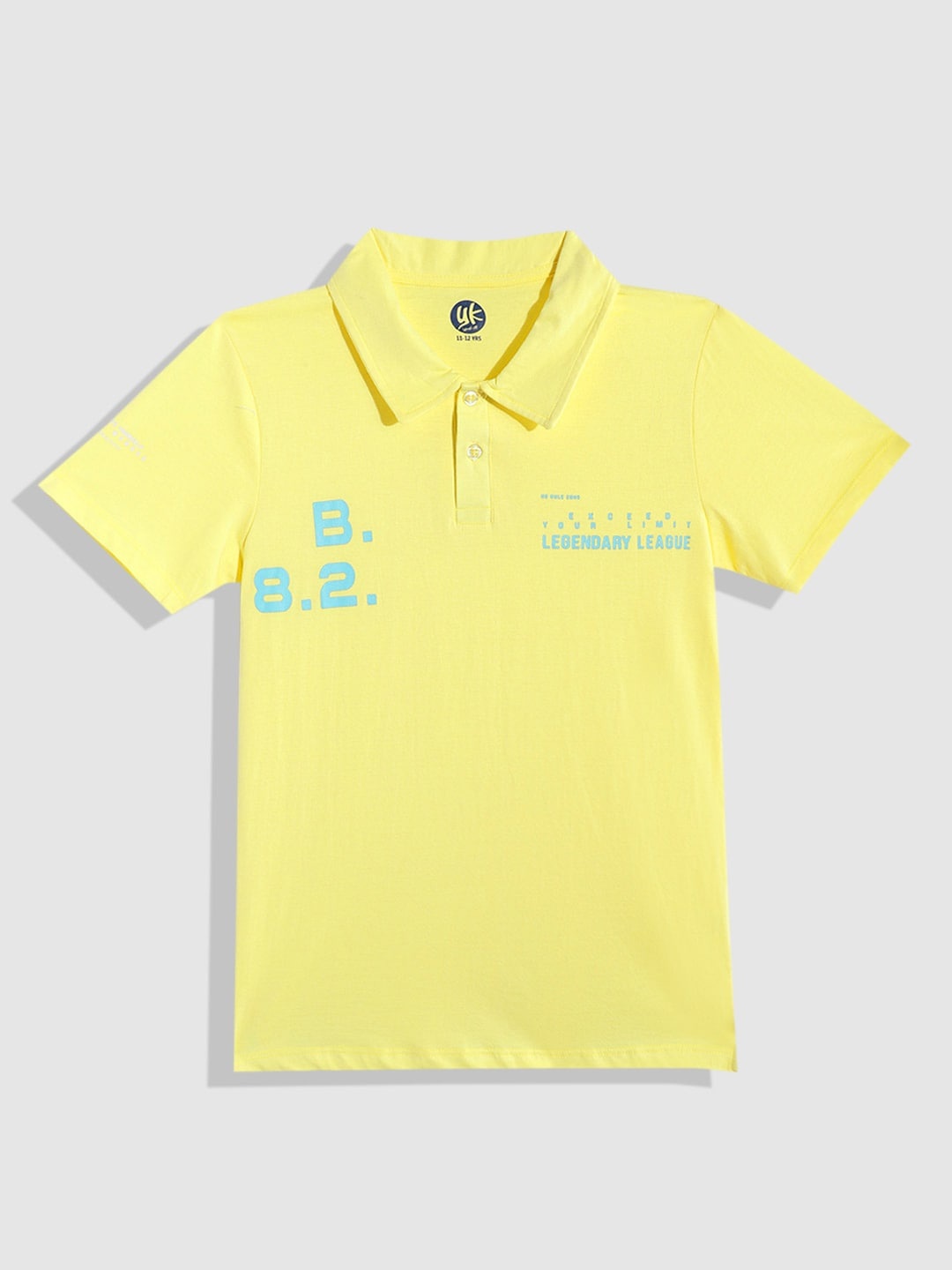 

YK Boys Typography Printed Polo Collar Pure Cotton T-shirt, Yellow