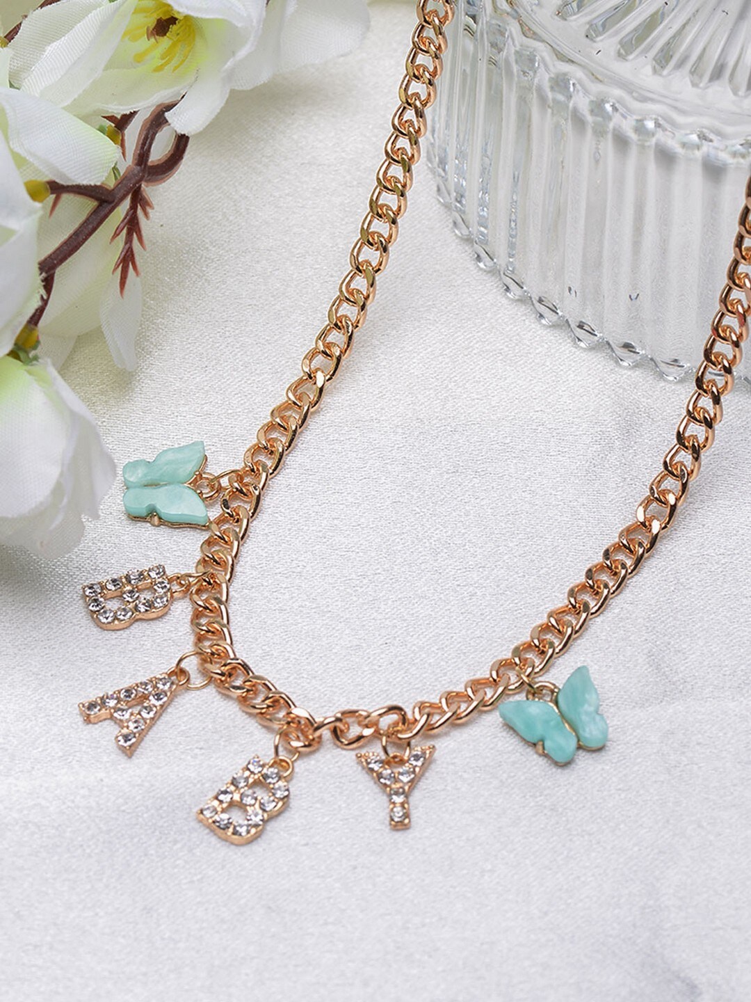 

POPLINS Gold-Plated & White Charm Chain
