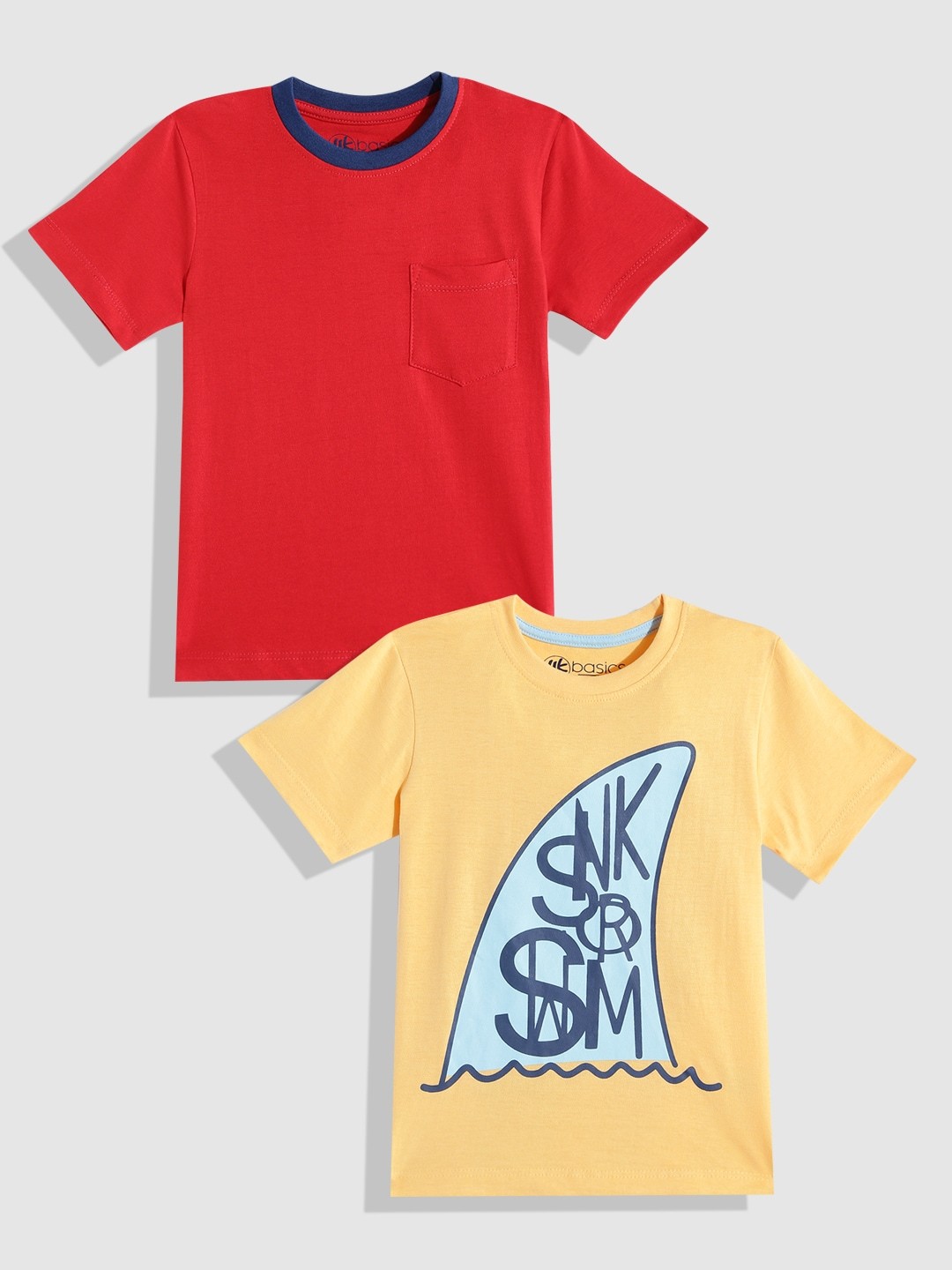 

YK Basics Boys Pack Of 2 Pure Cotton T-Shirts, Red