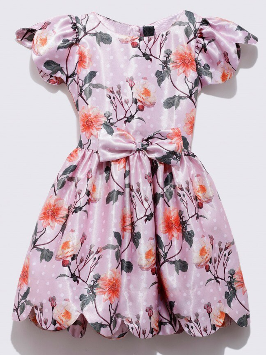 

UNDER FOURTEEN ONLY Peach-Coloured Floral Peplum Dress