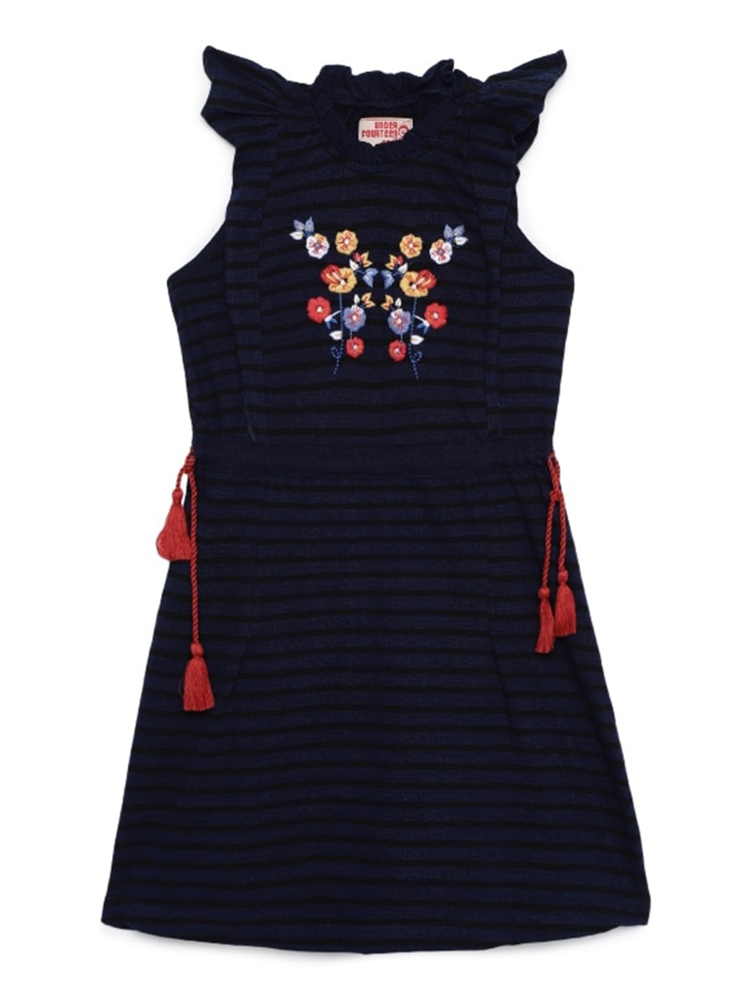 

UNDER FOURTEEN ONLY Navy Blue Printed A-Line Dress