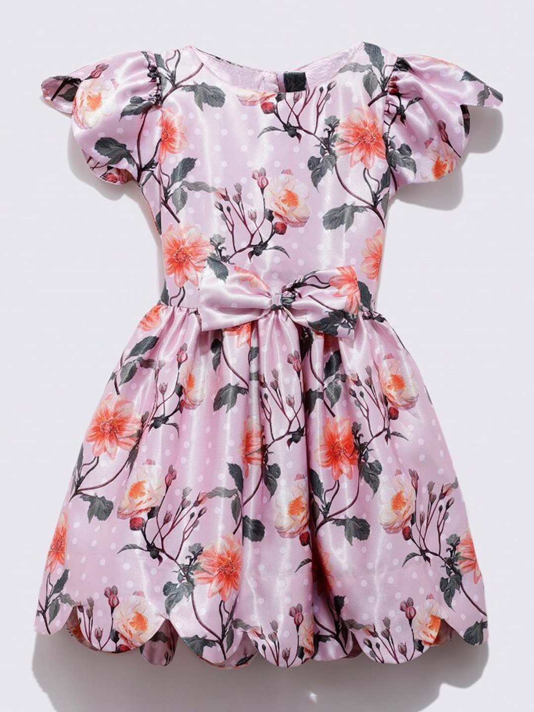 

UNDER FOURTEEN ONLY Pink & Peach-Coloured Floral Cotton Dress