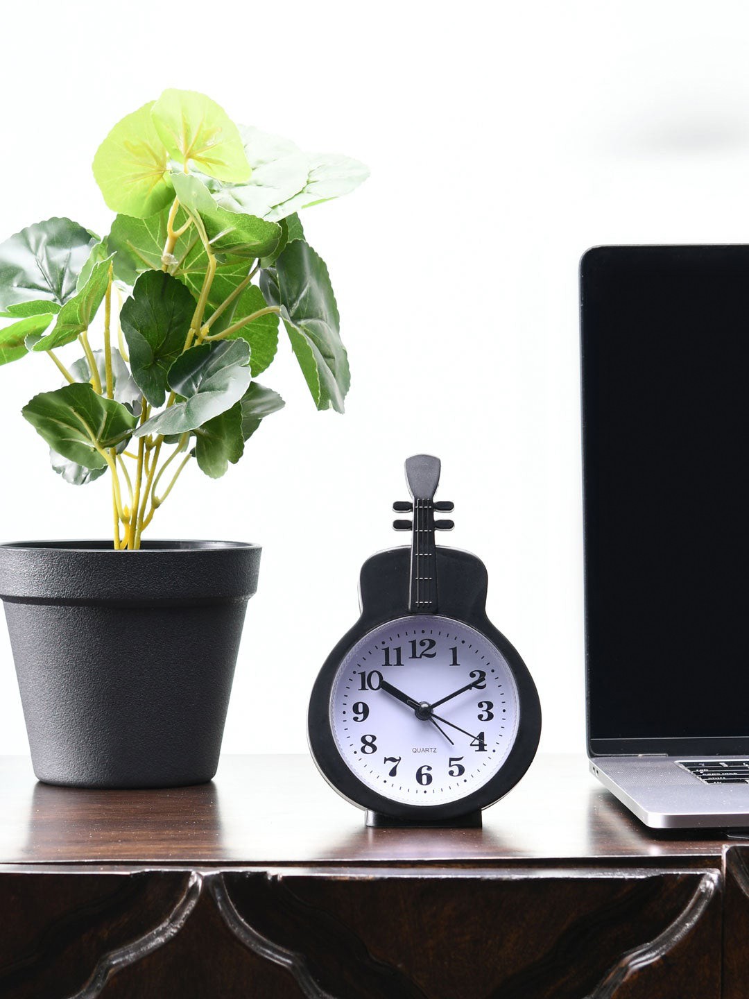 

Athome by Nilkamal Black & White Violin Shaped Traditional Table Clock