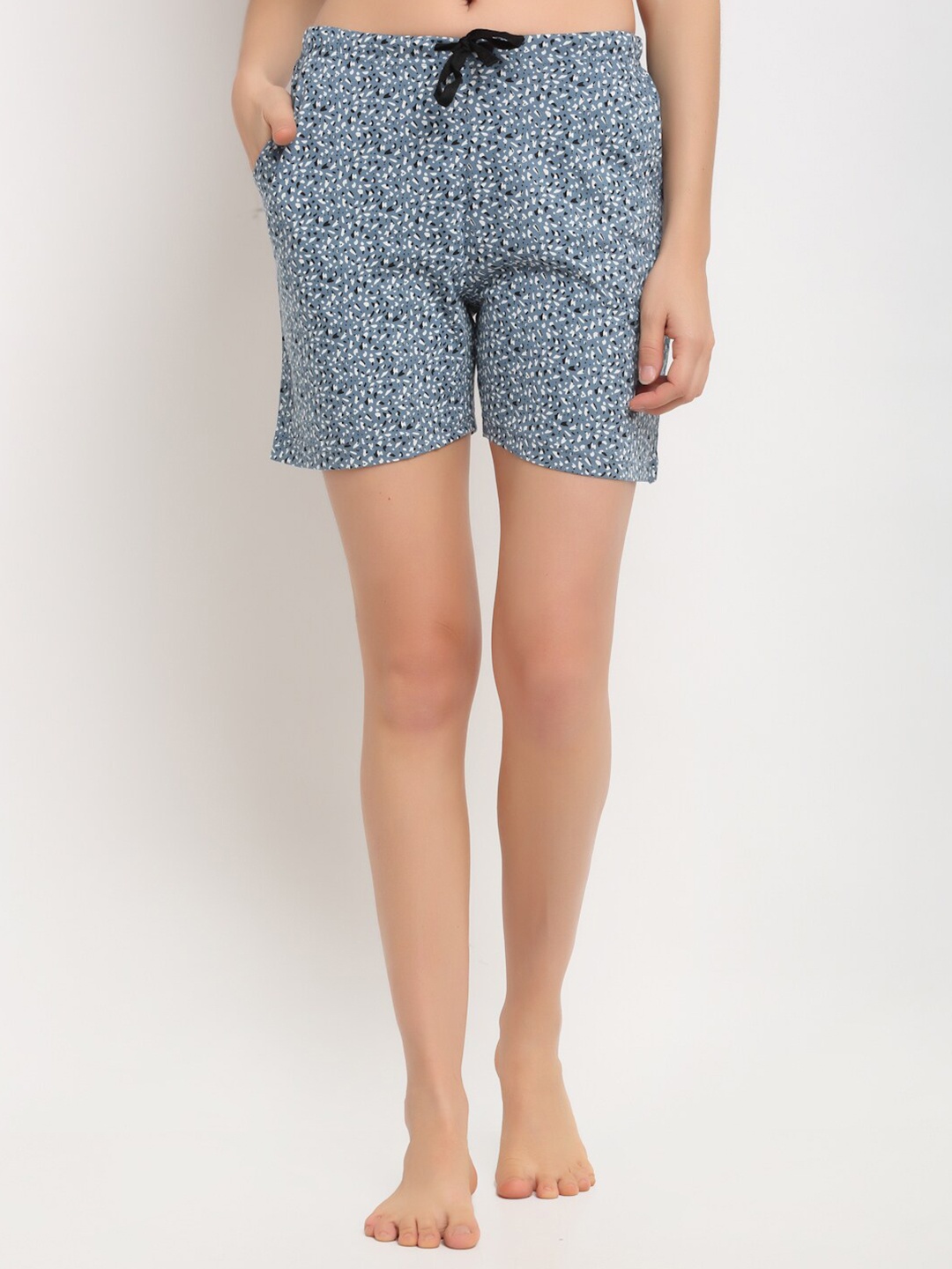 

Kanvin Women Blue & White Printed Lounge Shorts