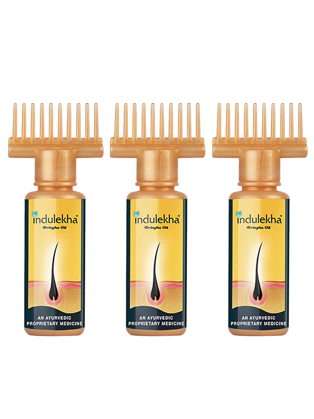 

Indulekha Set of 3 Bringha Hair Oil - 50 ml each, Gold