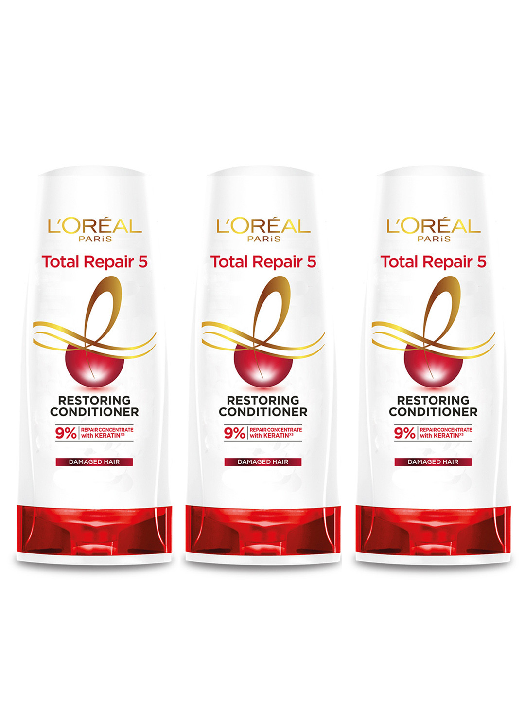 

LOreal Paris Set of 3 Total Repair 5 Restoring Hair Conditioners - 175 ml each, White