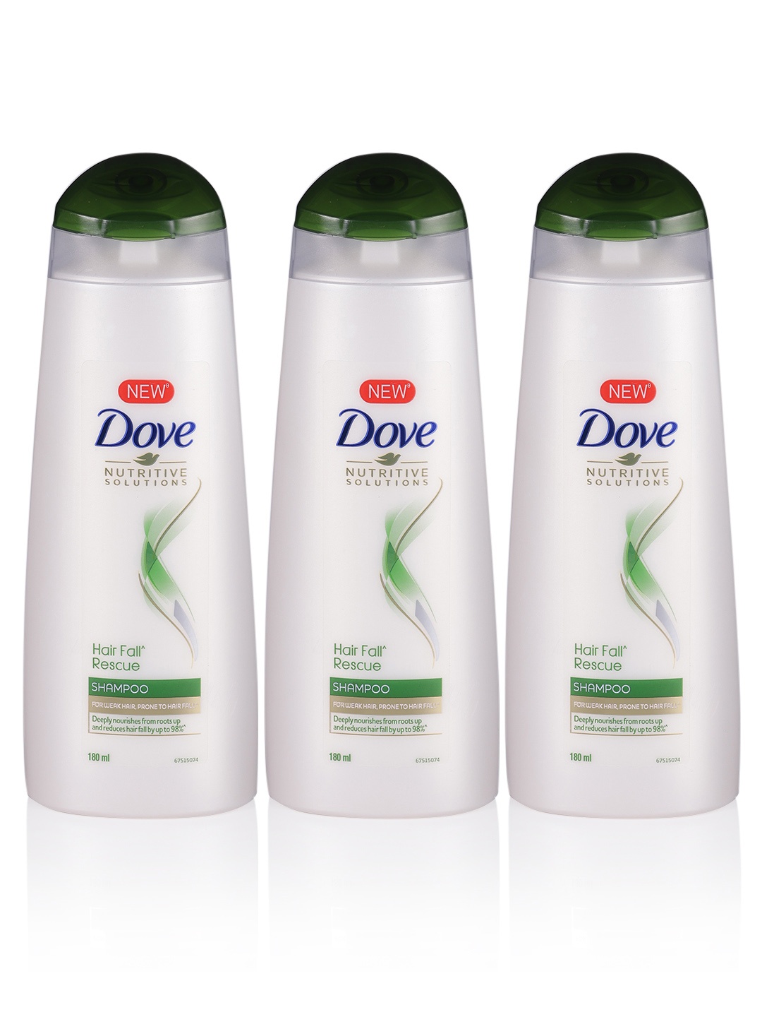 

Dove Set of 3 Hair Fall Rescue Shampoos - 180 ml each, White