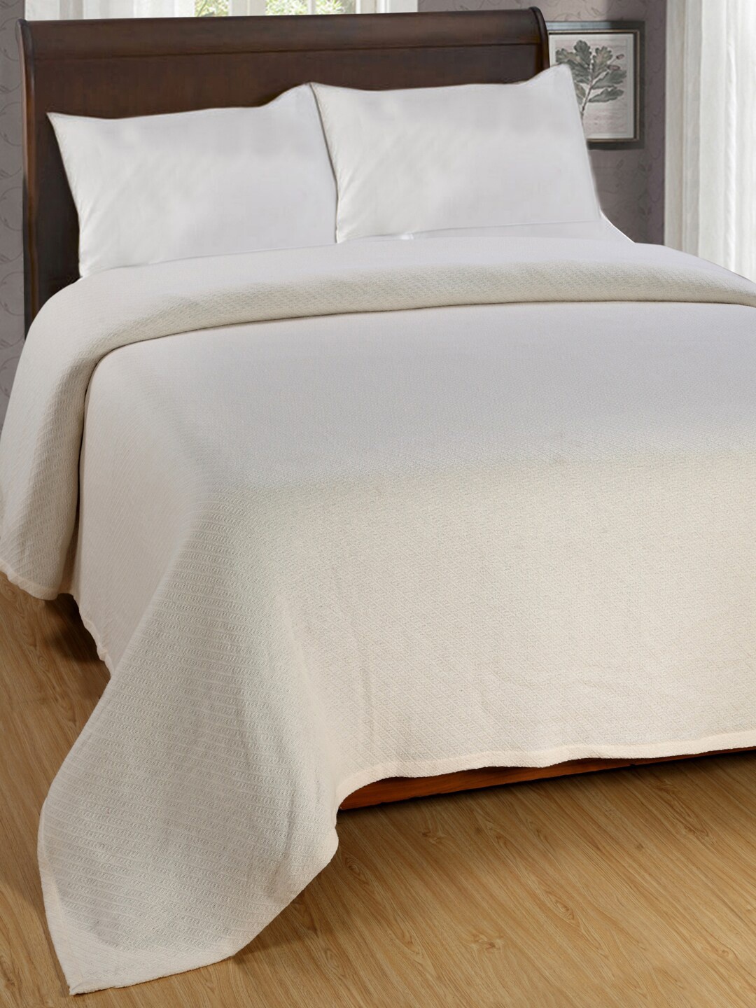 

AVI Living Cream-Coloured Solid AC Room 350 GSM Double Bed Quilt