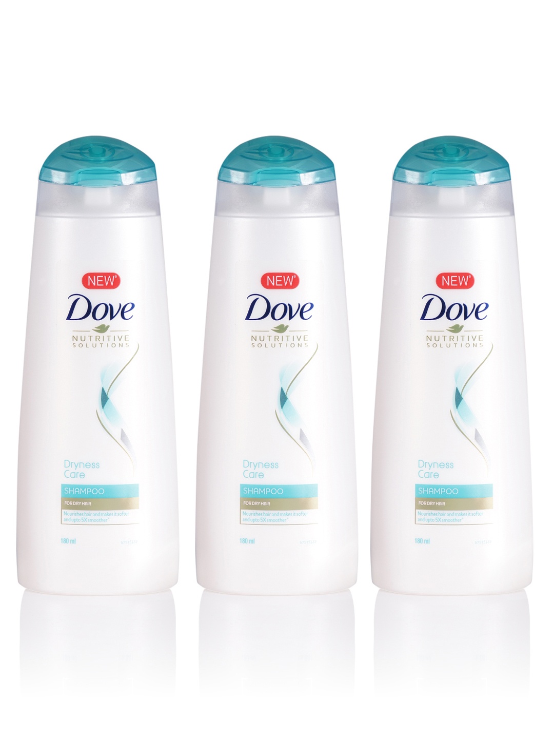 

Dove Set of 3 Dryness Care Shampoos for Dry Hair - 180 ml each, White