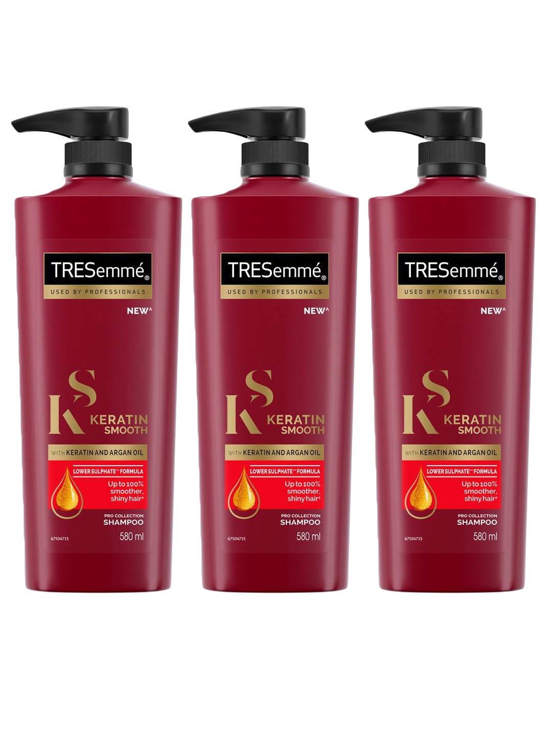 

TRESemme Set of 3 Keratin Smooth Shampoos with Argan Oil - 580 ml each, Red