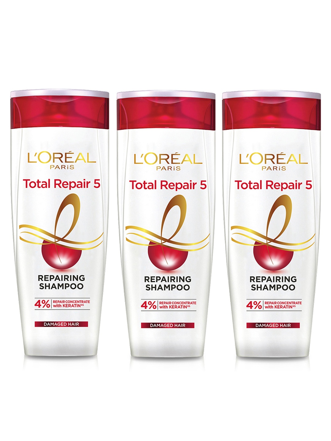 

LOreal Paris Set of 3 Total Repair 5 Repairing Shampoos - 360 ml each, White