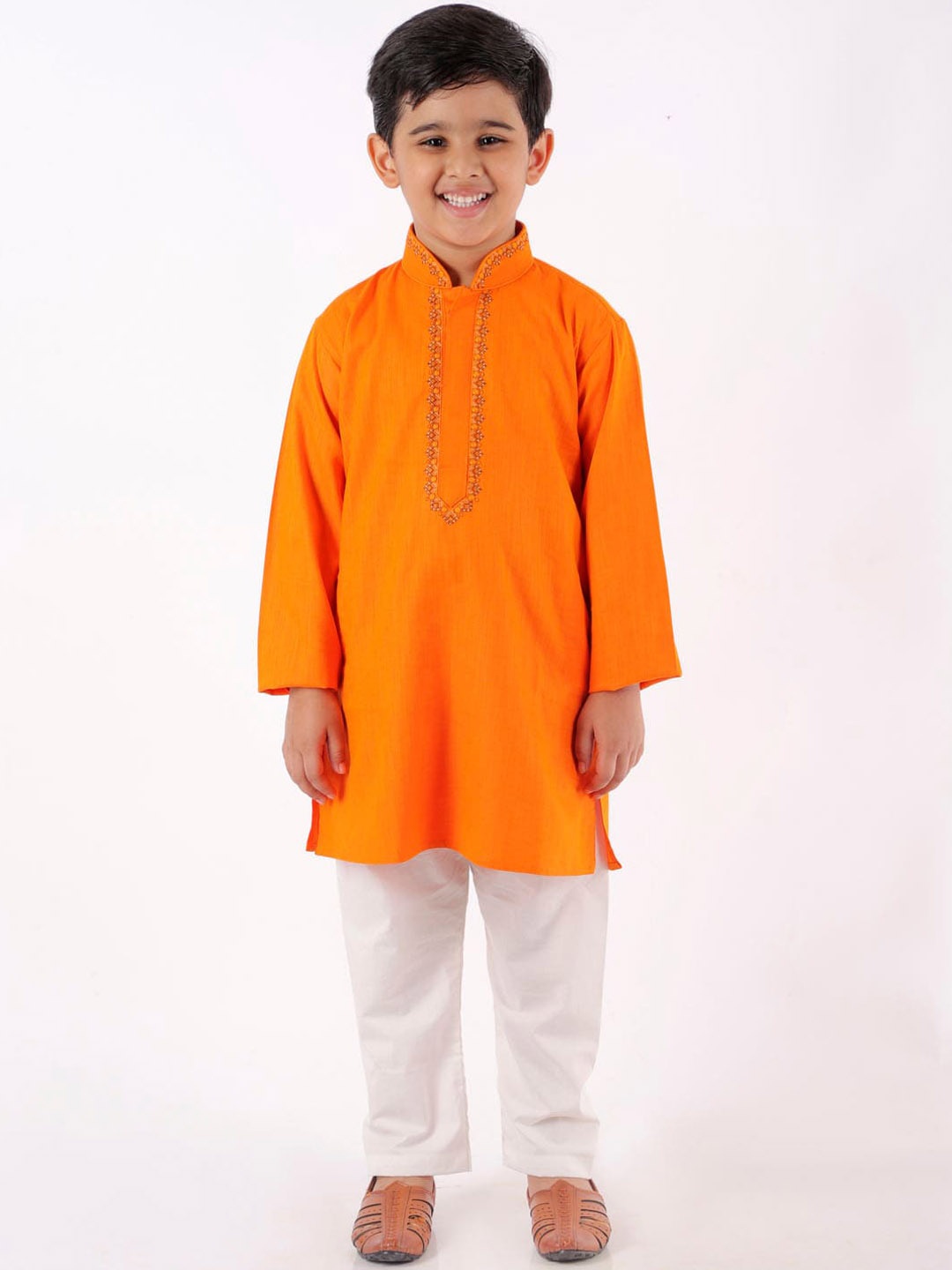 

JBN Creation Boys Orange & White Kurta with Pyjamas