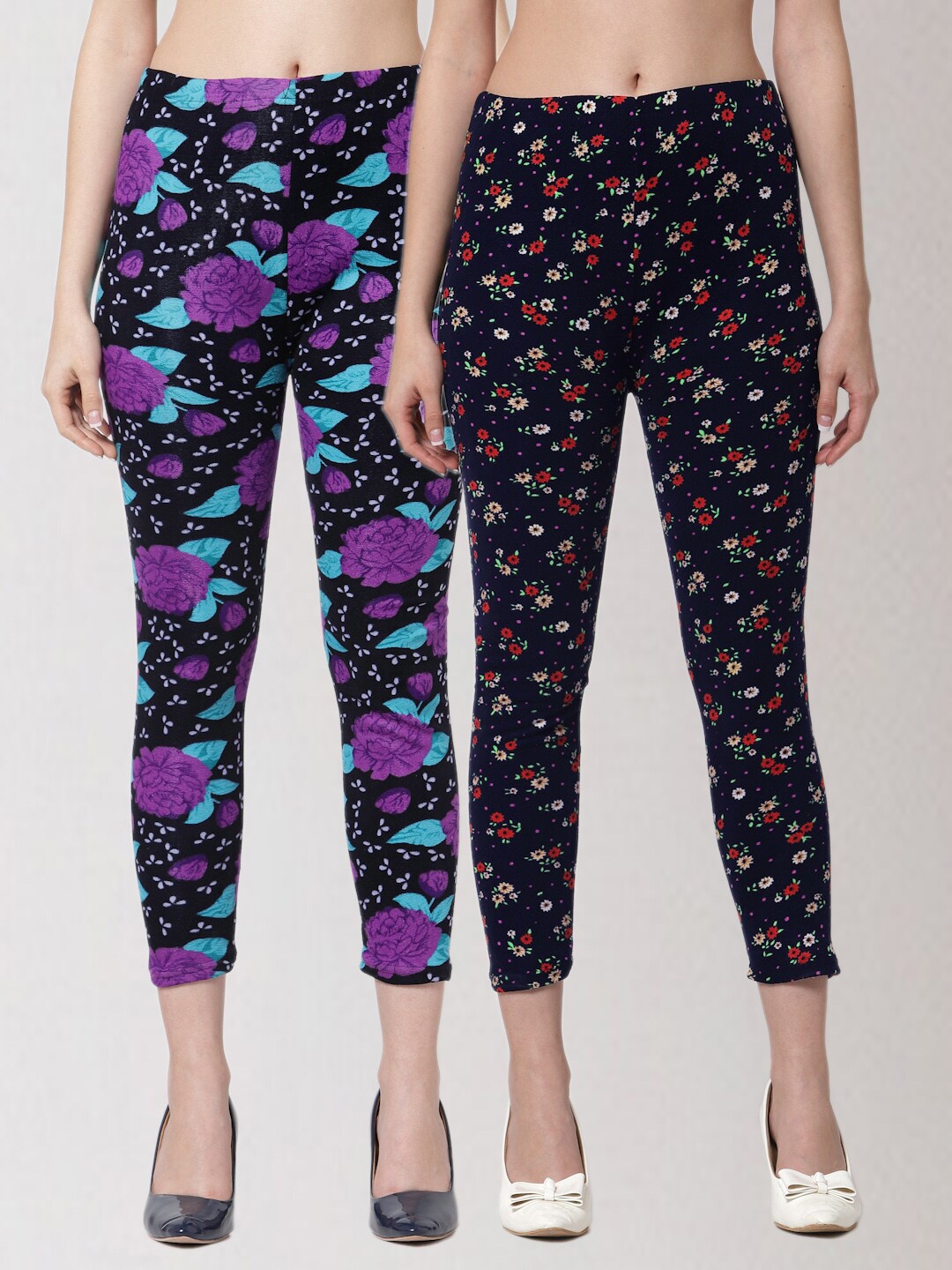 

KLOTTHE Women Set of 2 Multi Printed Skinny Fit Woolen Jeggings