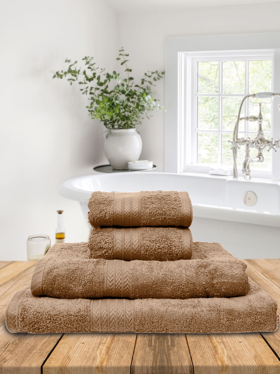 

BOMBAY DYEING Set of 4 Brown 450 GSM Towel