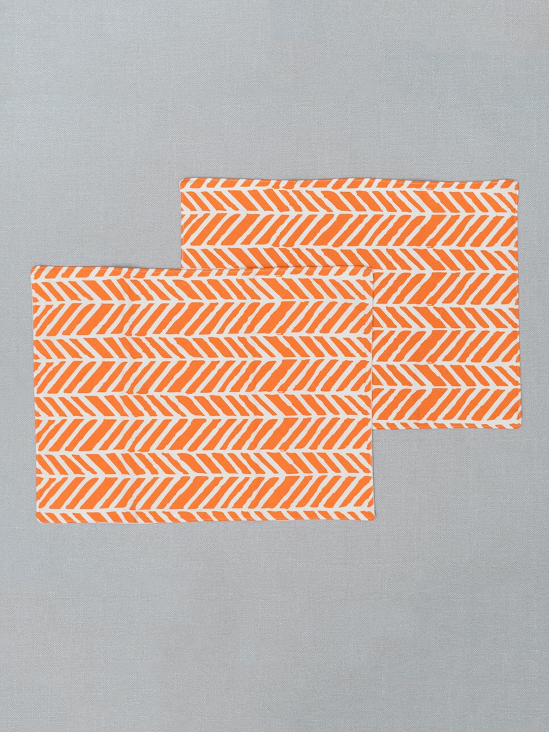 

The Yellow Dwelling Set of 2 Orange & White Geometric Printed Table Placemats