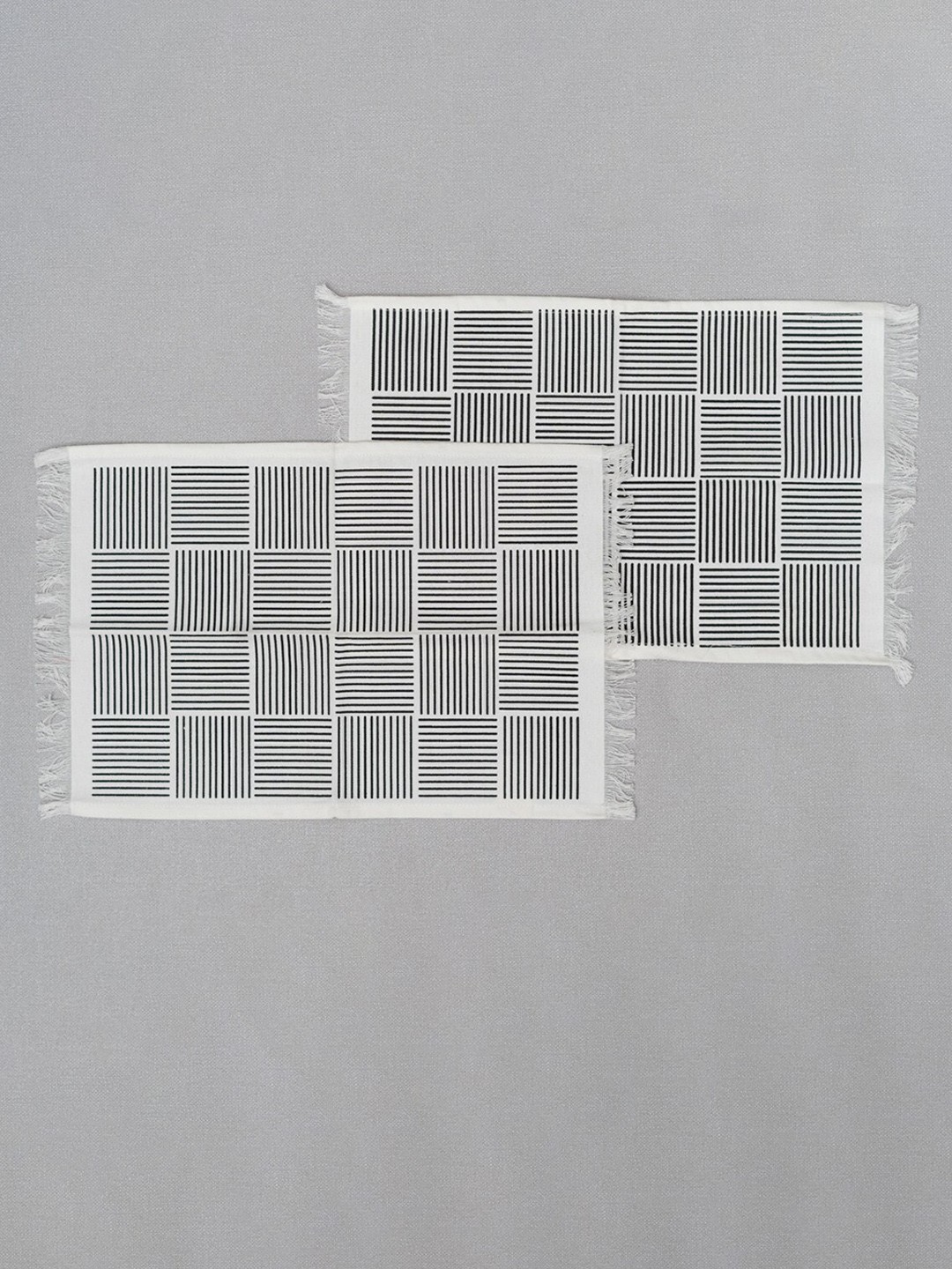 

The Yellow Dwelling Set of 2 White & Black Printed Geometric Table Placemats