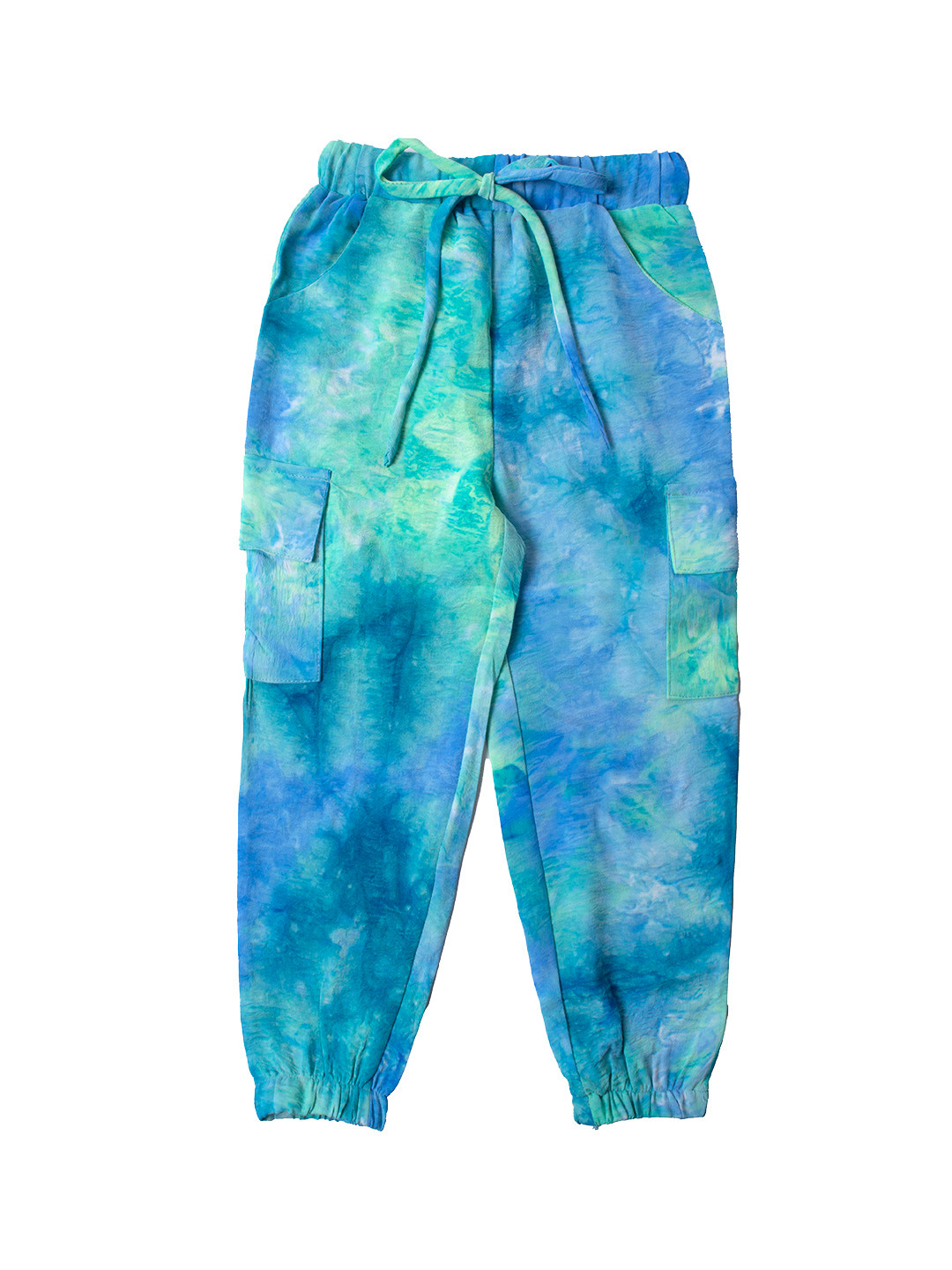 

Hunny Bunny Girls Green & Blue Tie & Dye Printed Comfort Fit Joggers
