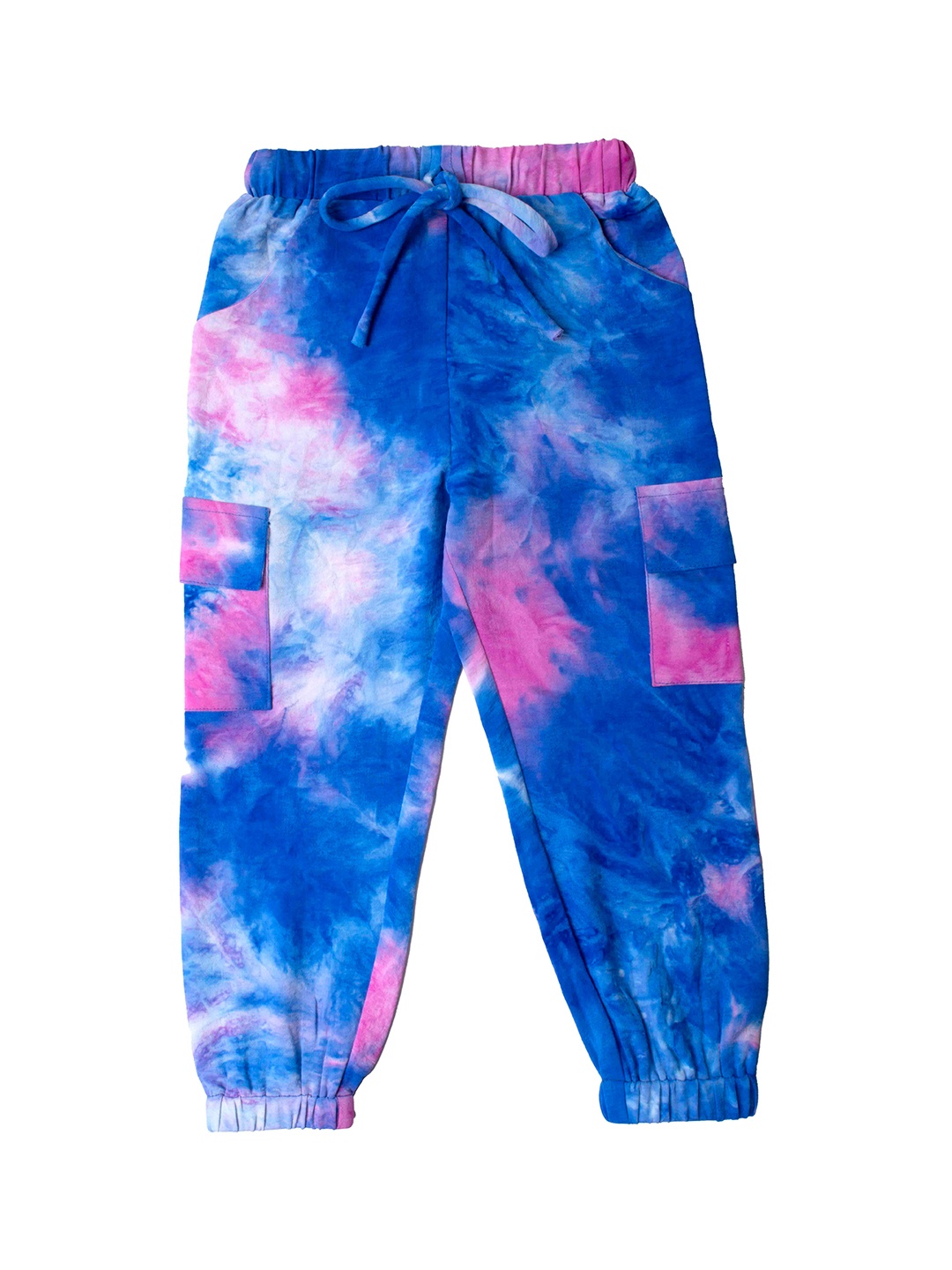 

Hunny Bunny Girls Blue & Pink Tie and Dye Printed Comfort Fit Joggers