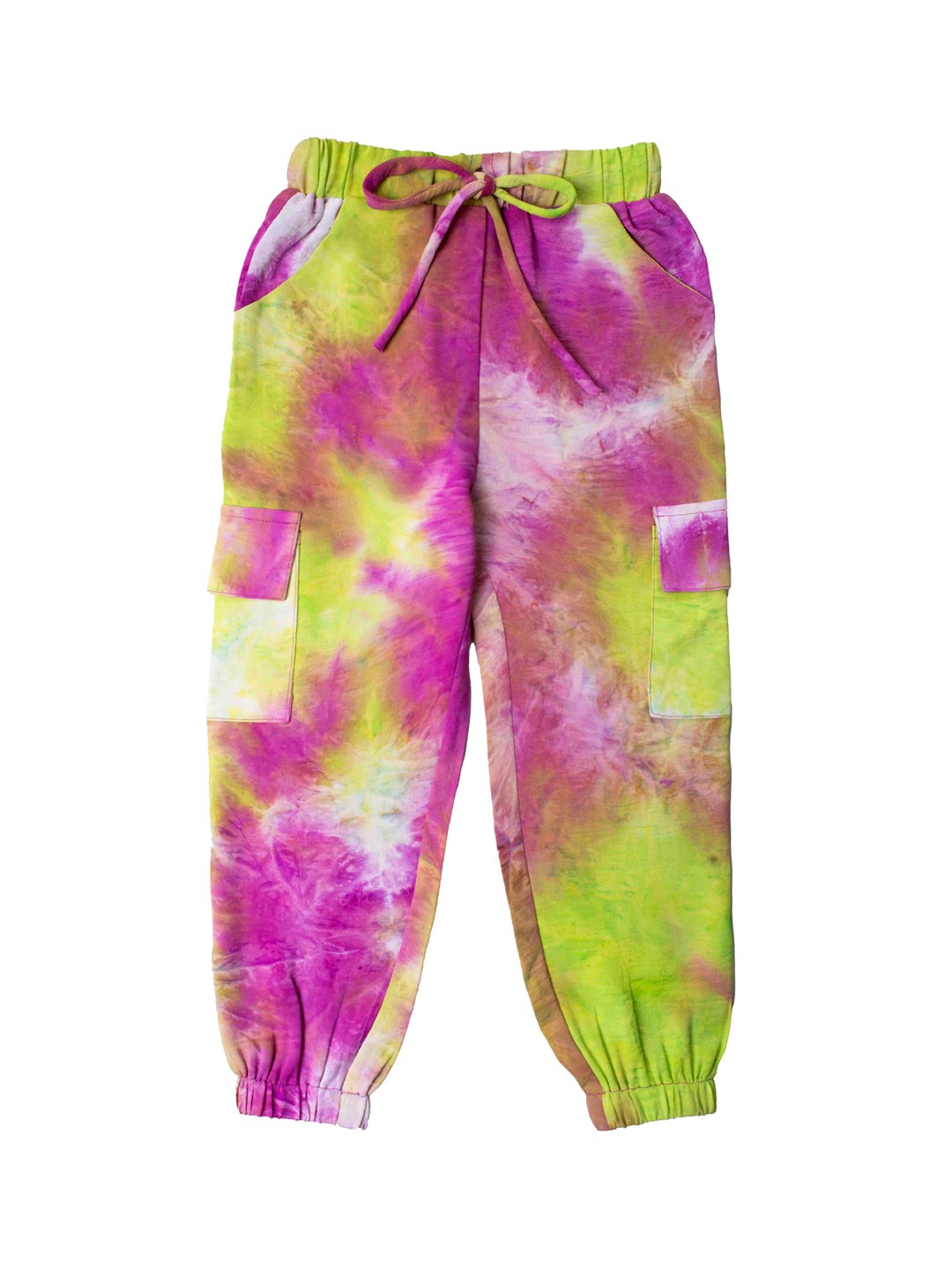 

Hunny Bunny Girls Pink & Green Tie and Dye Printed Comfort Fit Joggers