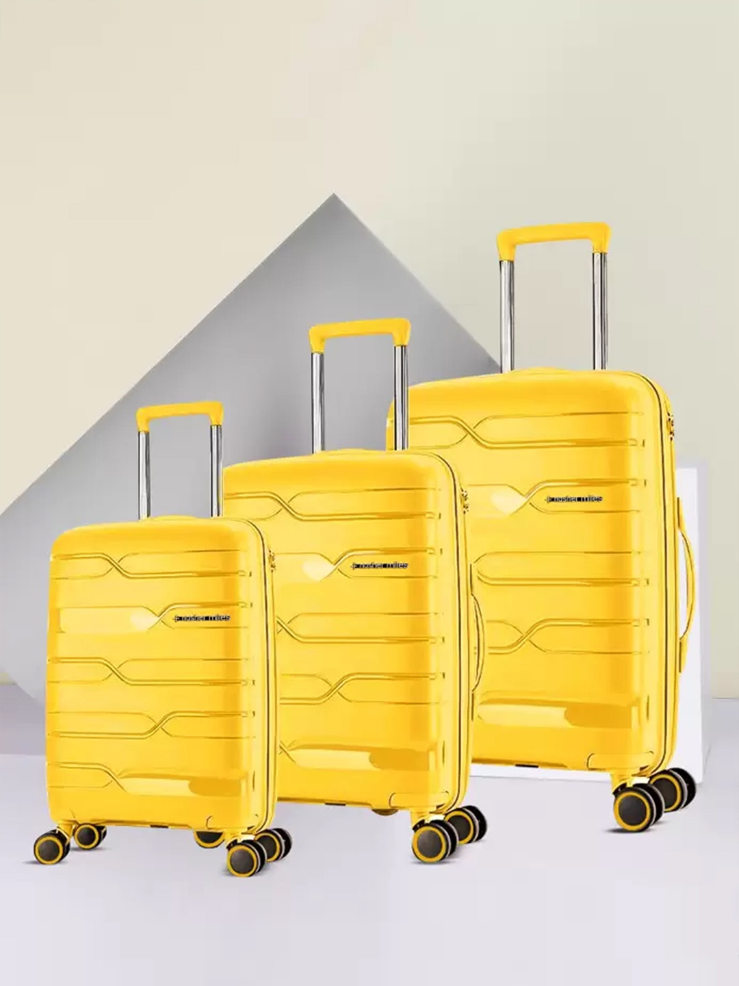 

Nasher Miles Paris Polypropylene Small-Medium-Large Yellow Trolley Bags (55-65-75 cm)