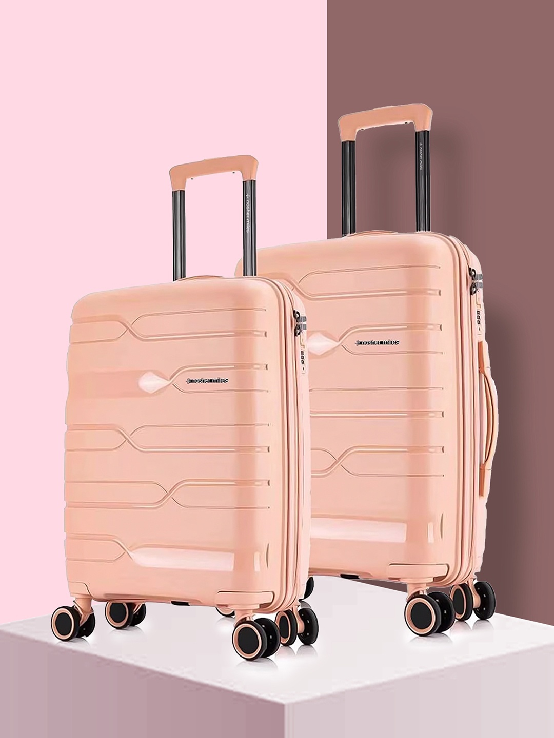 

Nasher Miles Paris Polypropylene Small-Medium Peach Trolley Bags (55-65 cm)