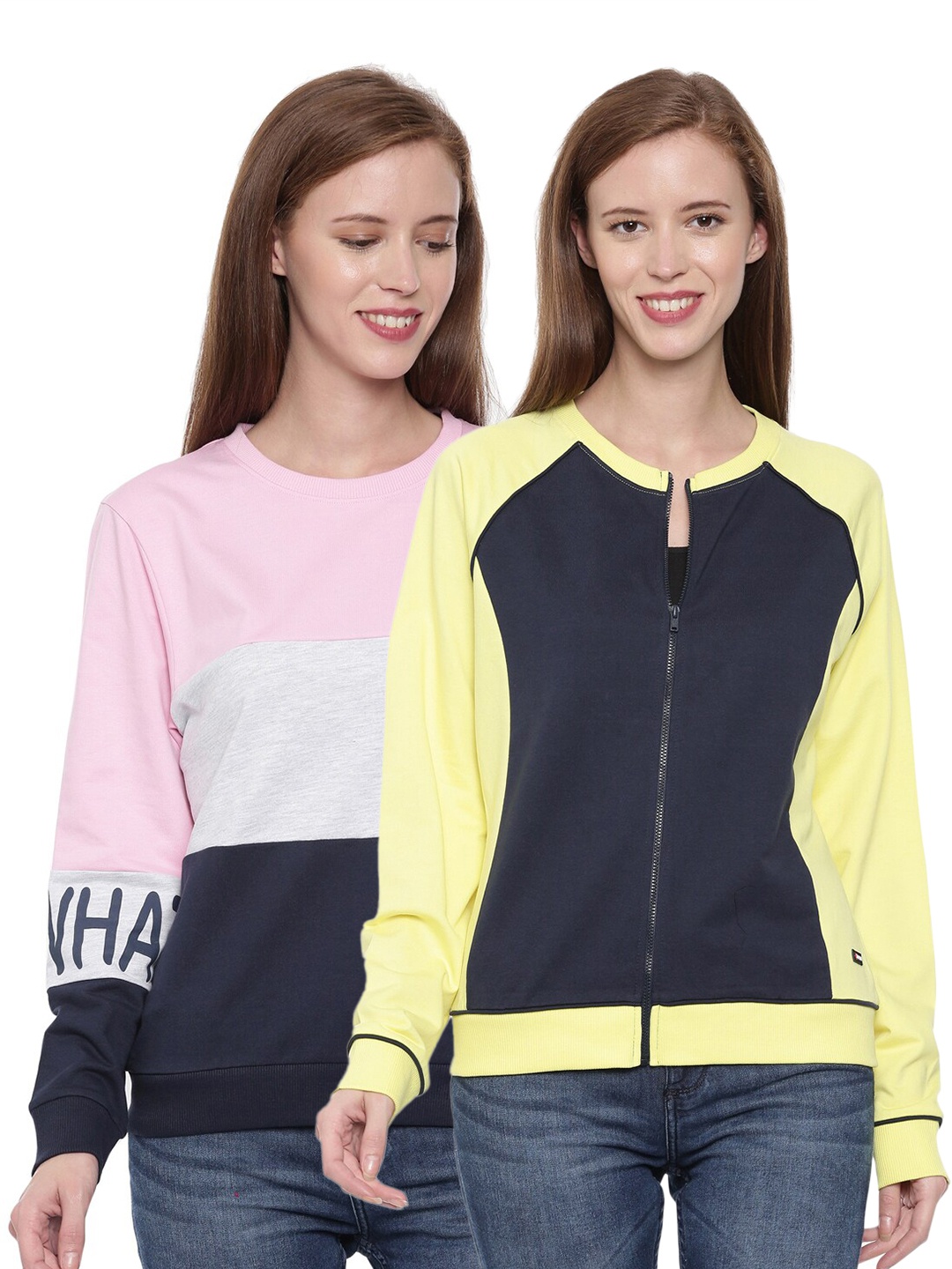 

3PIN Women Pink & Yellow Sweatshirt