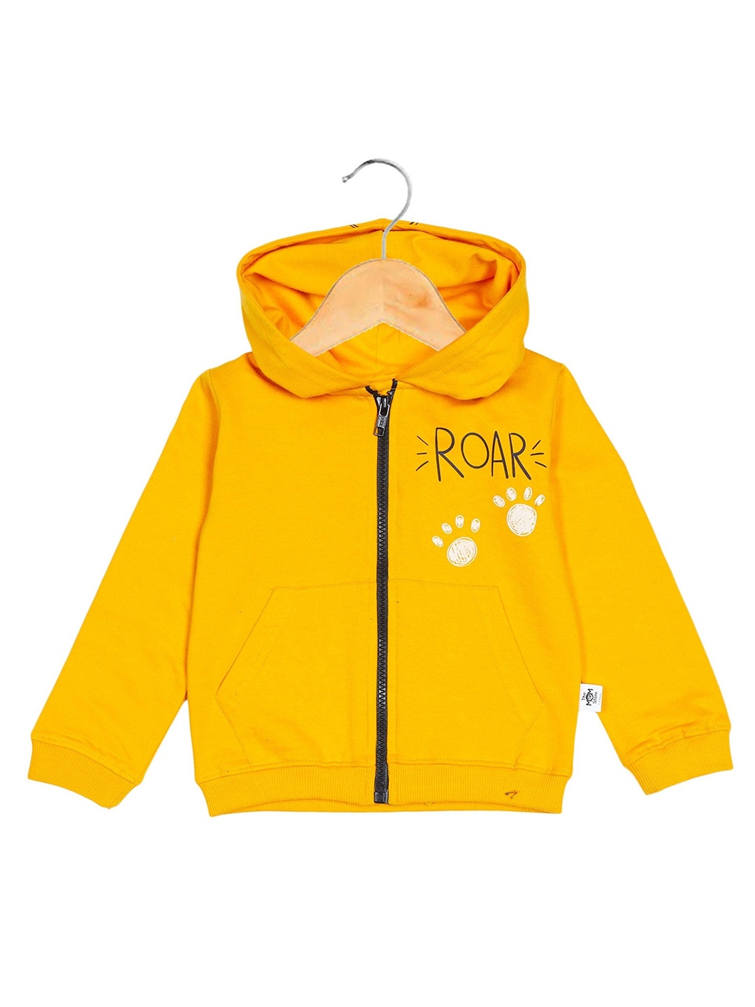 

The Mom Store Unisex Kids Cotton Yellow Printed Hooded Sweatshirt